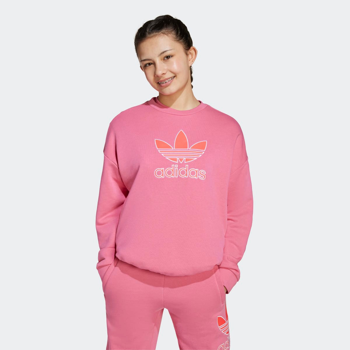 Sweatshirt de criança Trefoil adidas Originals Rosa-5
