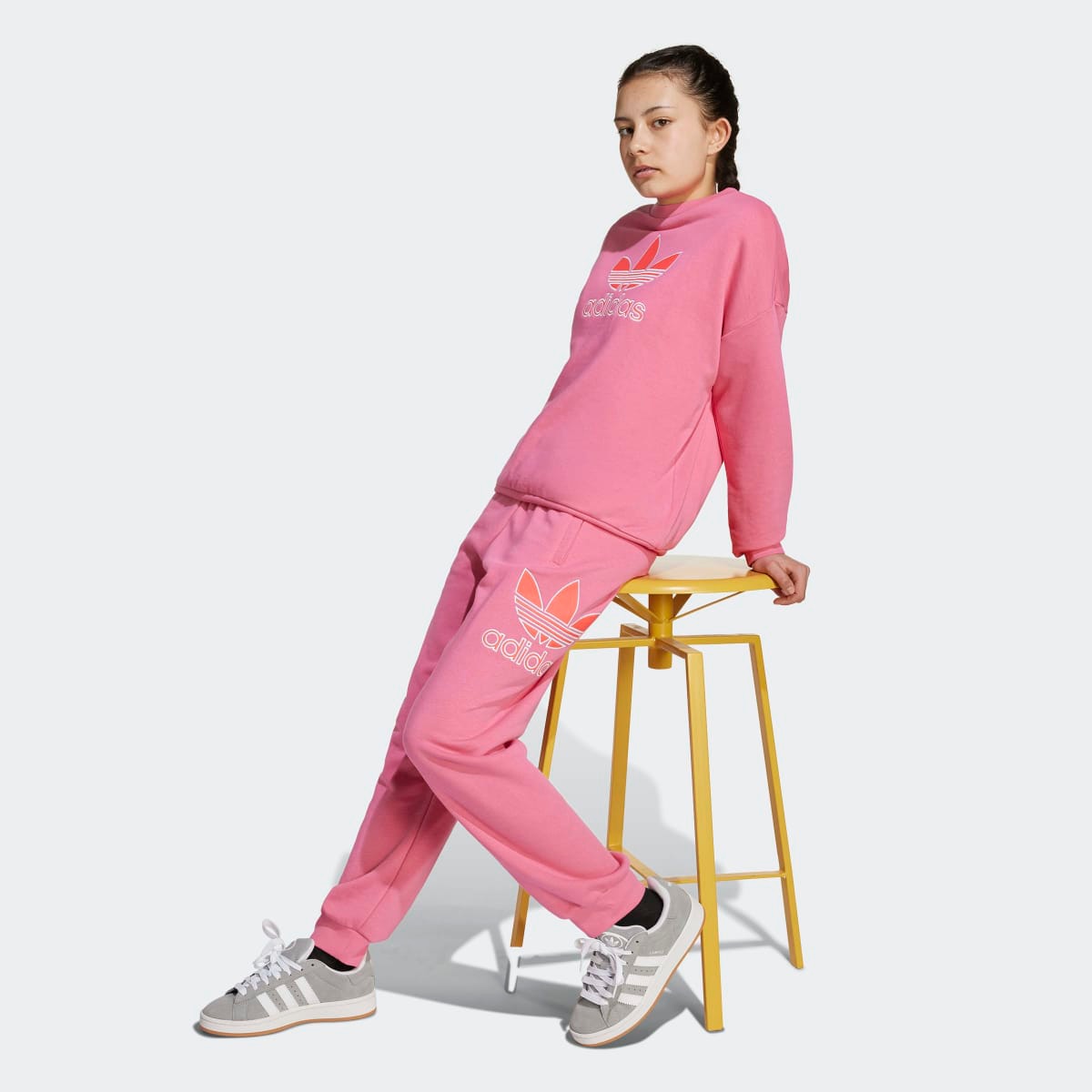 Sweatshirt de criança Trefoil adidas Originals Rosa-7