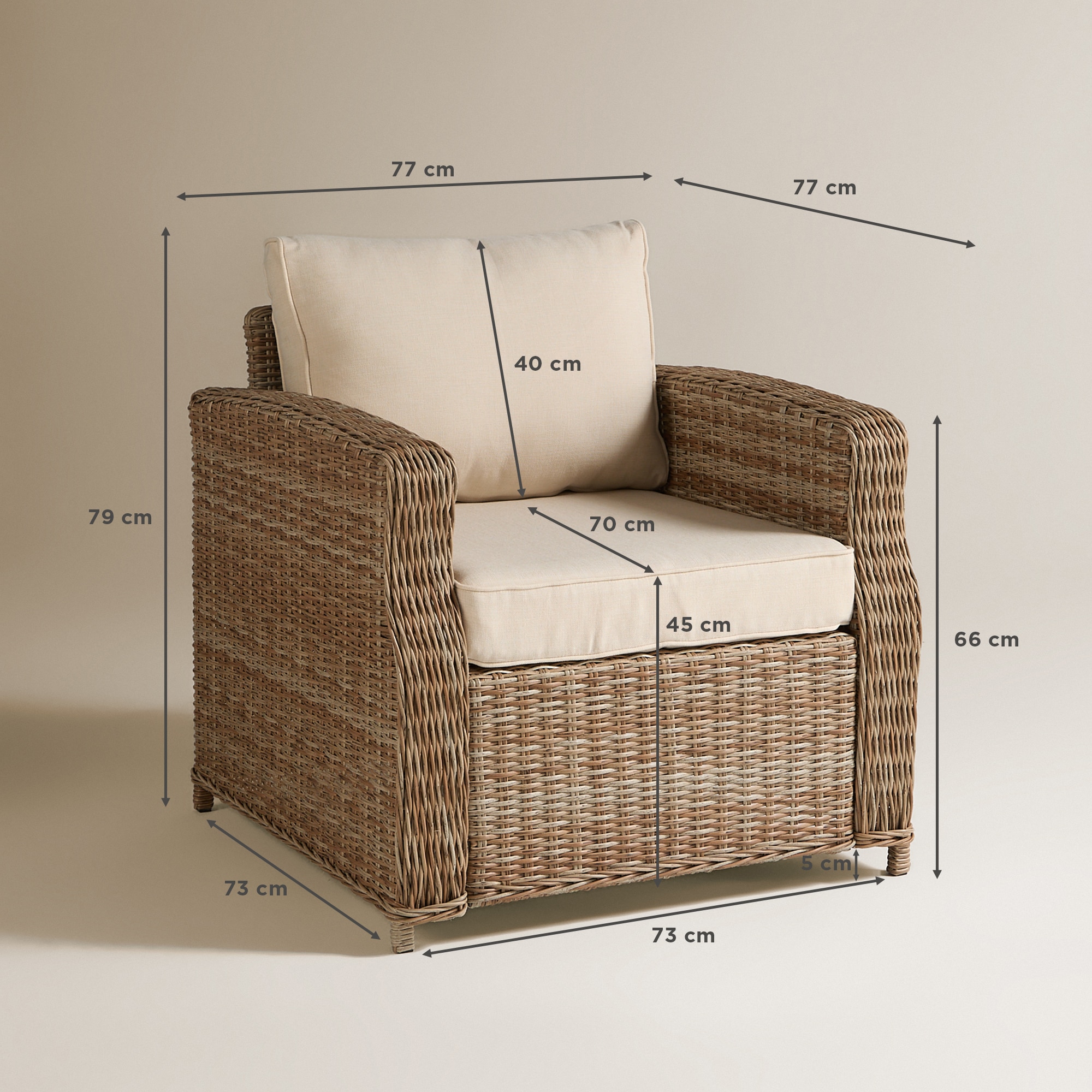 Poltrona de jardim Le Mans El Corte Inglés Natural-8