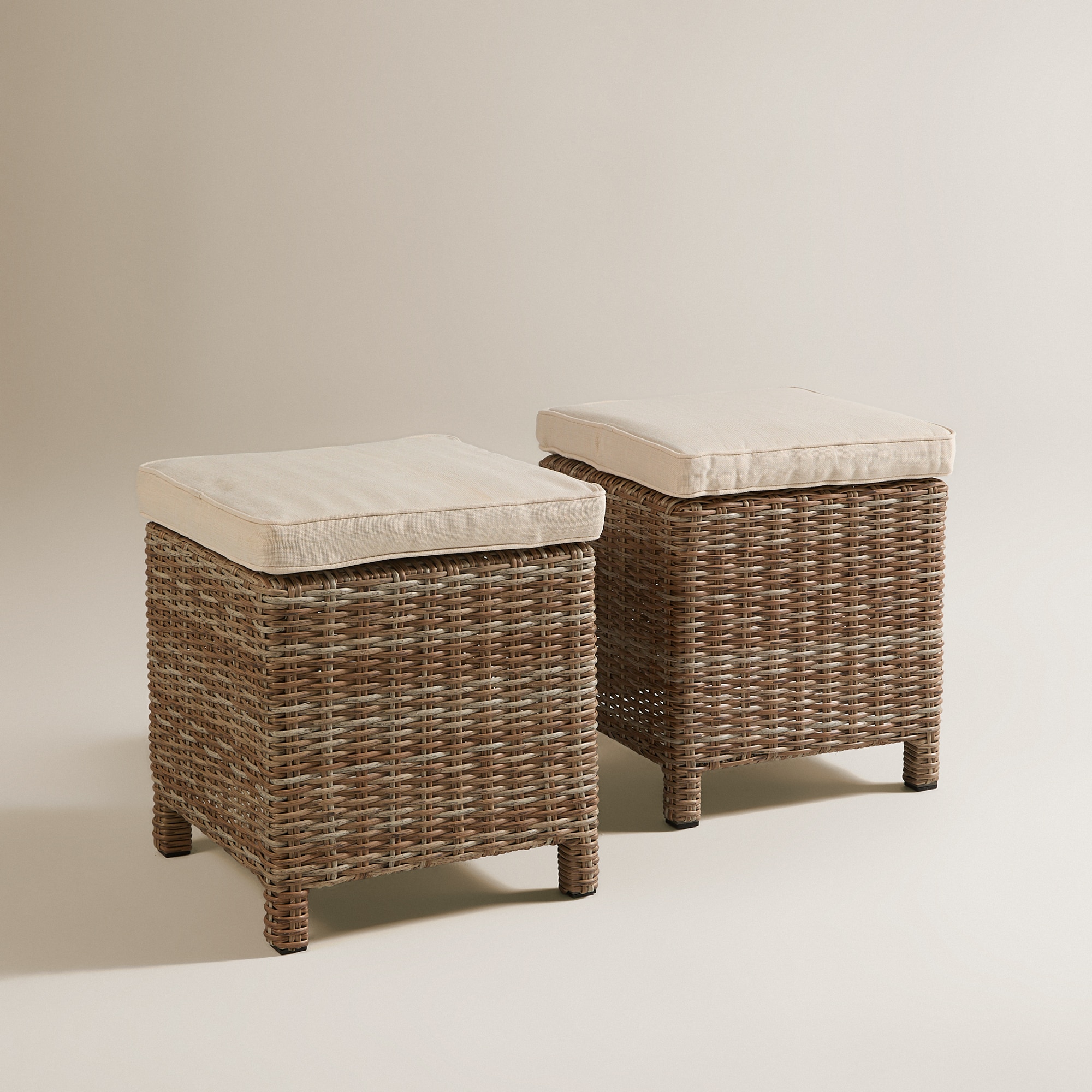 Conjunto de 2 pufes de jardim Le Mans Champanhe-2