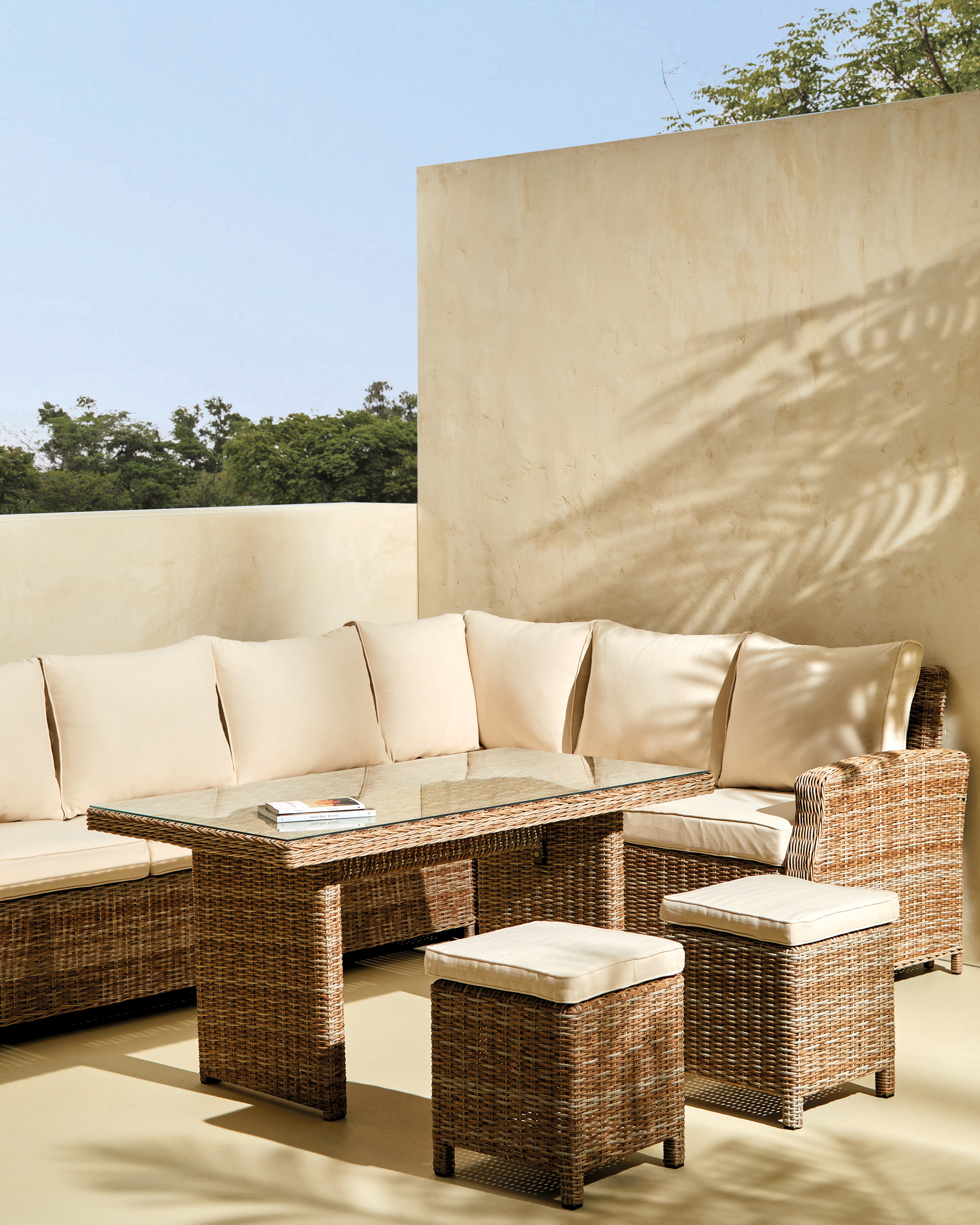 Conjunto de 2 pufes de jardim Le Mans Champanhe-7