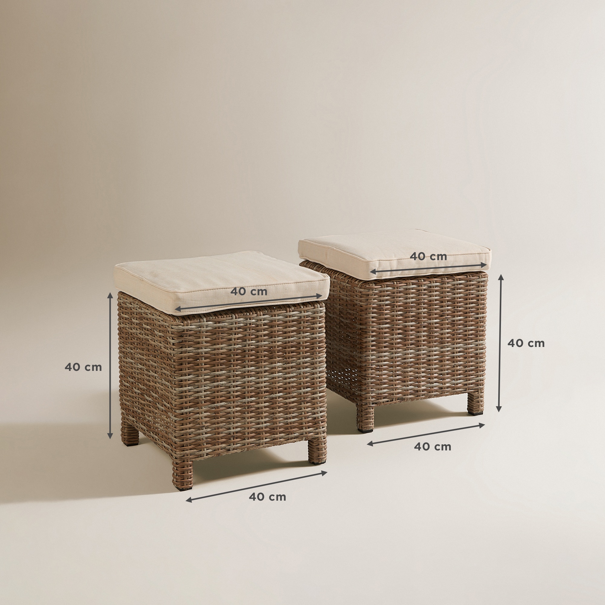 Conjunto de 2 pufes de jardim Le Mans Champanhe-8