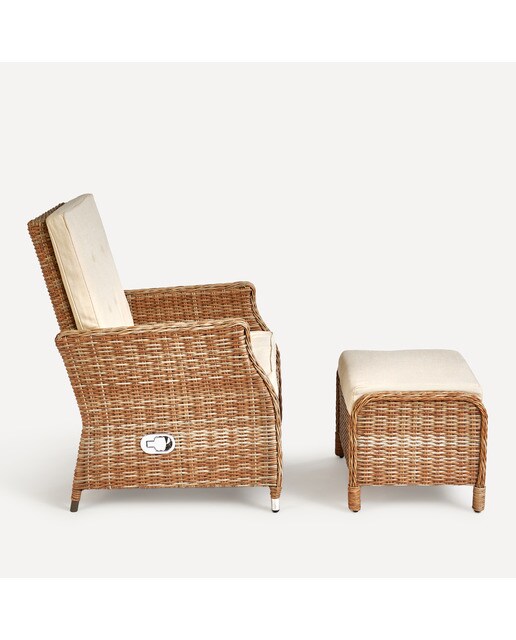 Poltrona de jardim reclinável com repouso para os pés Le Mans El Corte Inglés Champanhe-2