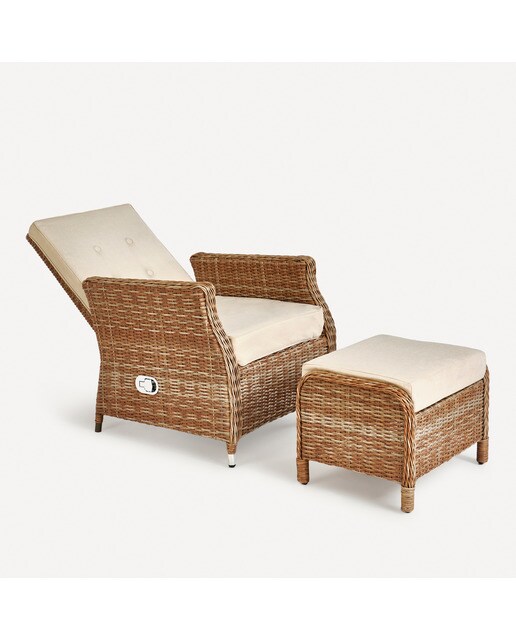 Poltrona de jardim reclinável com repouso para os pés Le Mans El Corte Inglés Champanhe-5