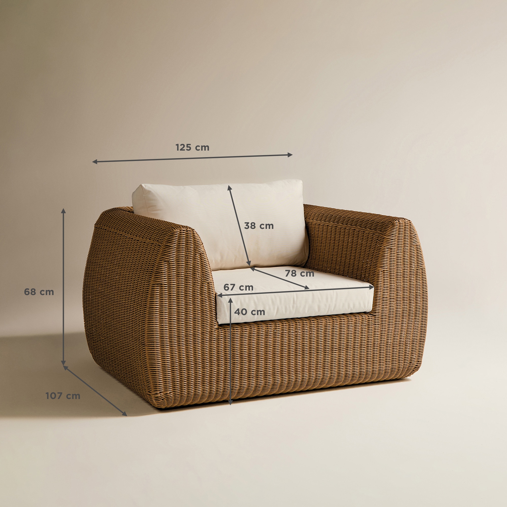 Poltrona de jardim Ibiza El Corte Inglés Natural-10