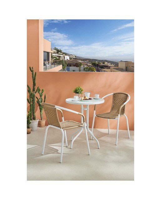 Sillón de balcón con estructura antracita Timor Basics El Corte Inglés Blanco / Natural-7