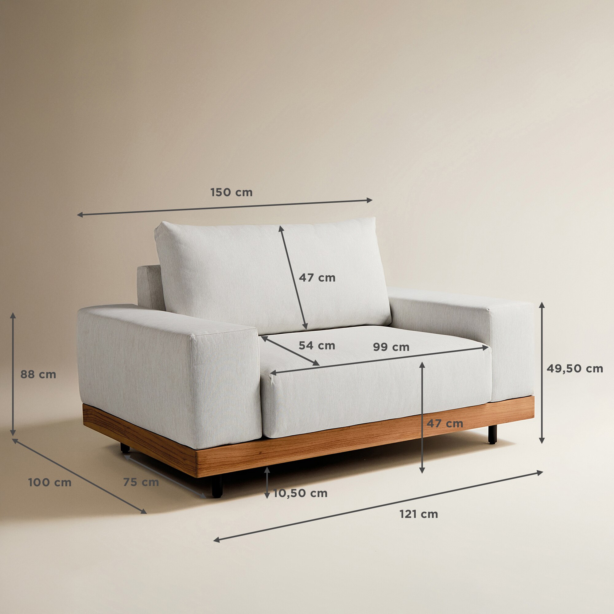 Cadeira de Jardim de 1,5 Lugares Sidney Cinzento-7