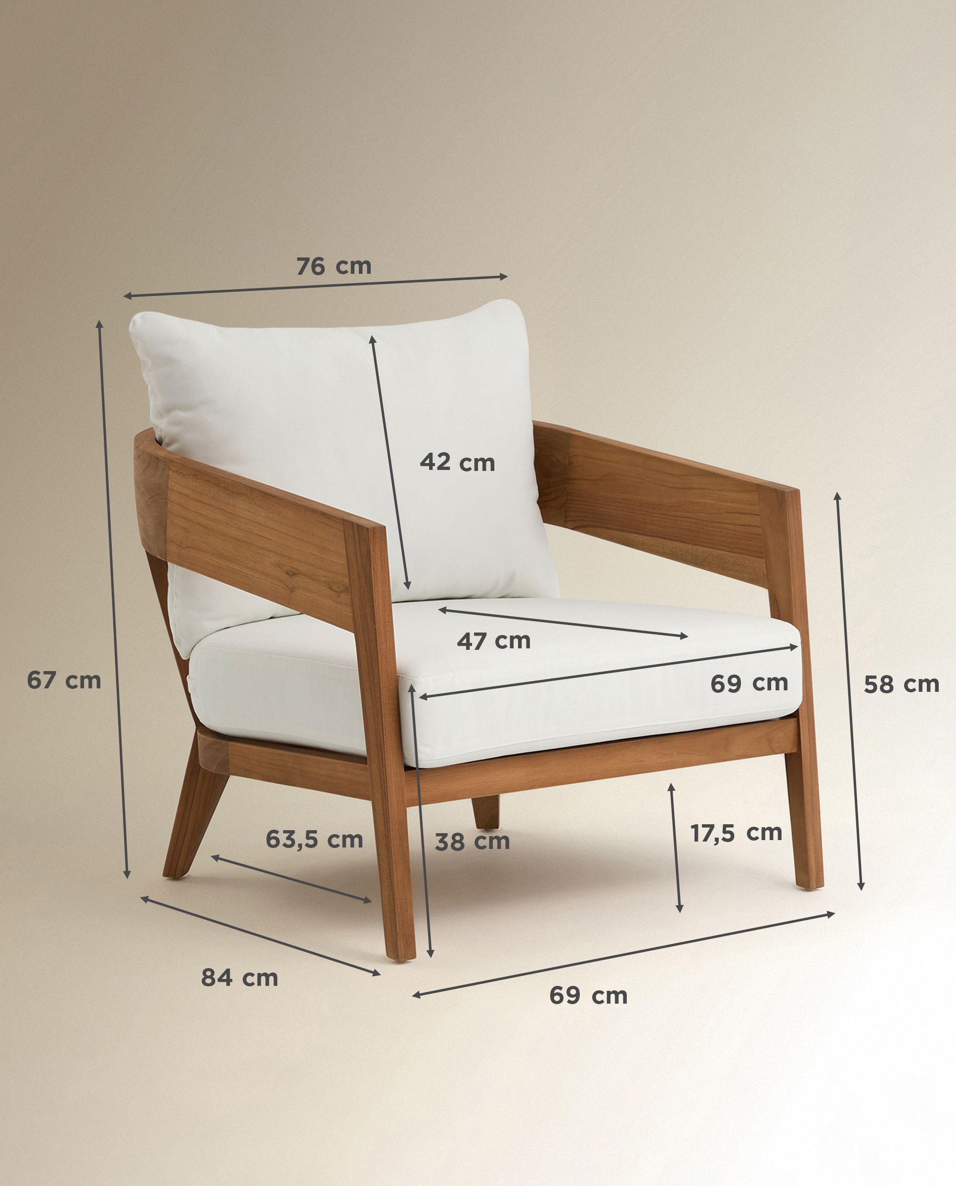 Cadeira de Jardim de Madeira de Teca Comporta Branco-8