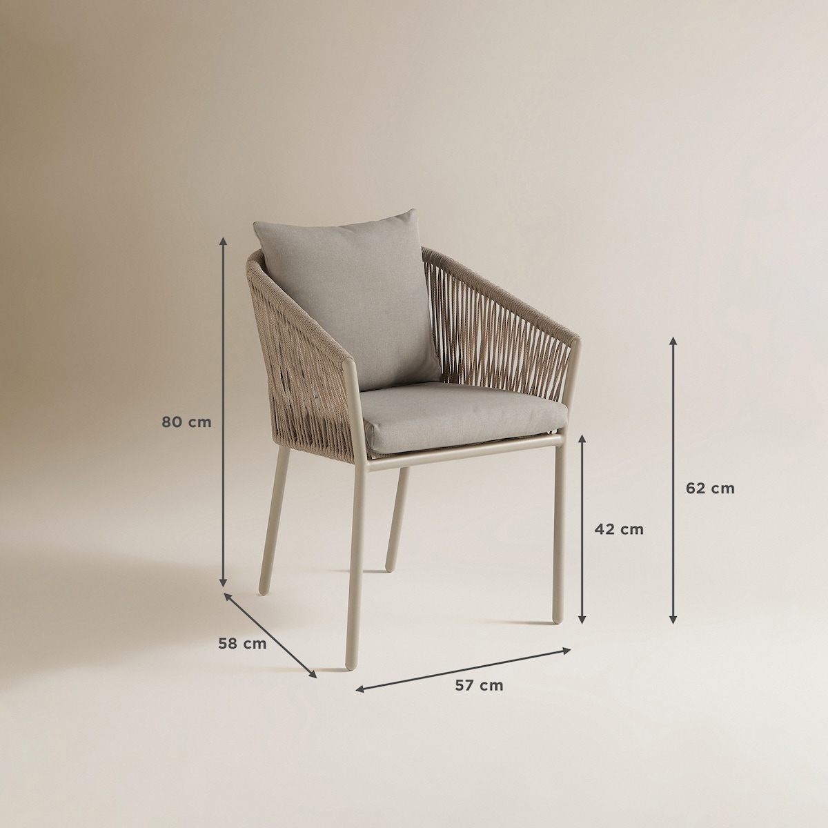 Poltrona de jardim empilhável Sonora El Corte Inglés Creme-8