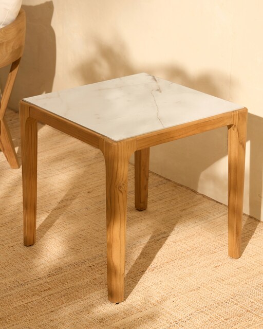 Mesa auxiliar de jardín de madera de teca Comporta