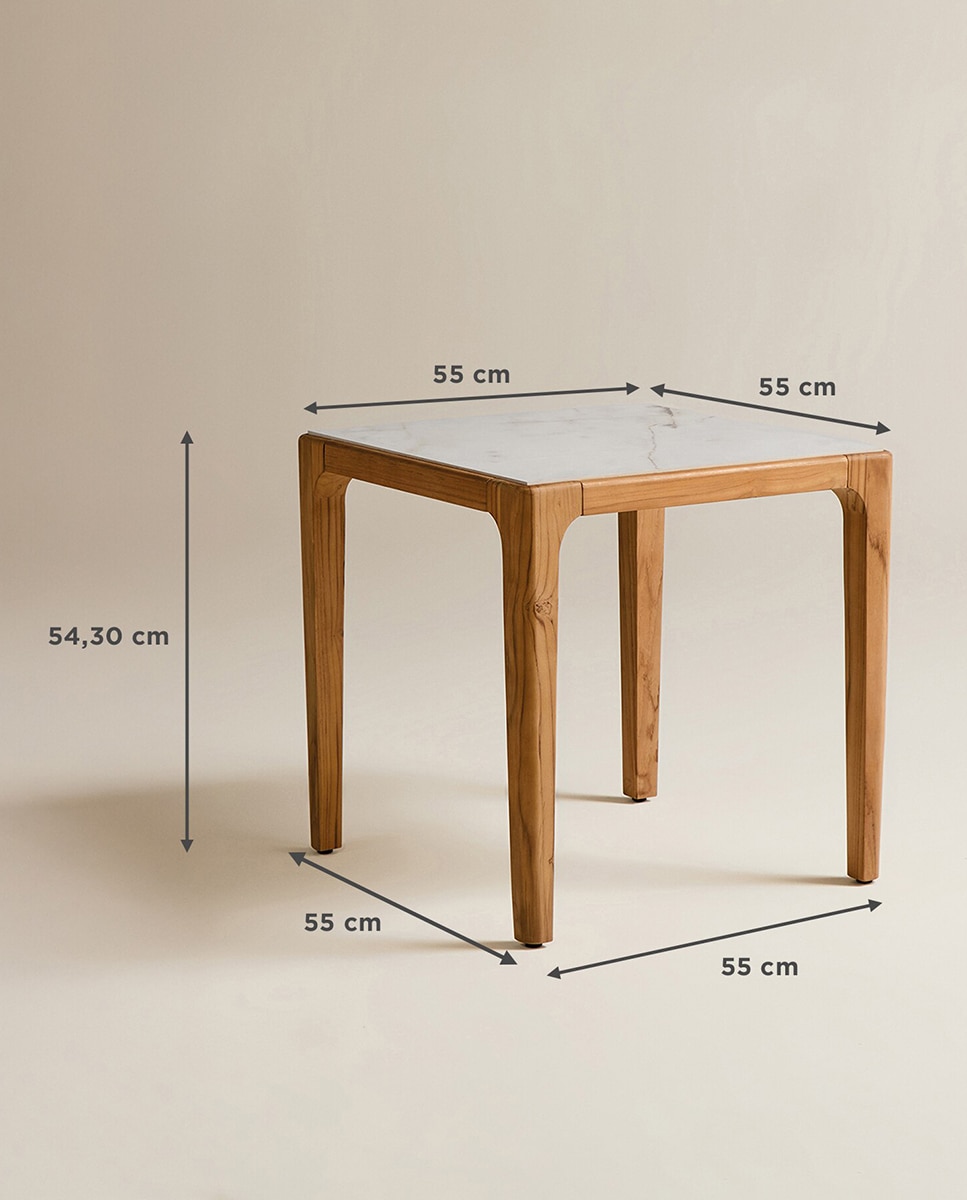 Mesa Auxiliar de Jardim de Teca Comporta Natural / Cinzento-8