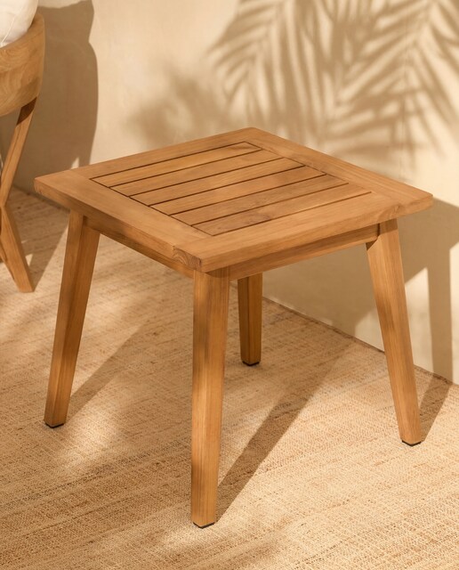 Mesa auxiliar de jardín de madera de teca Kansas