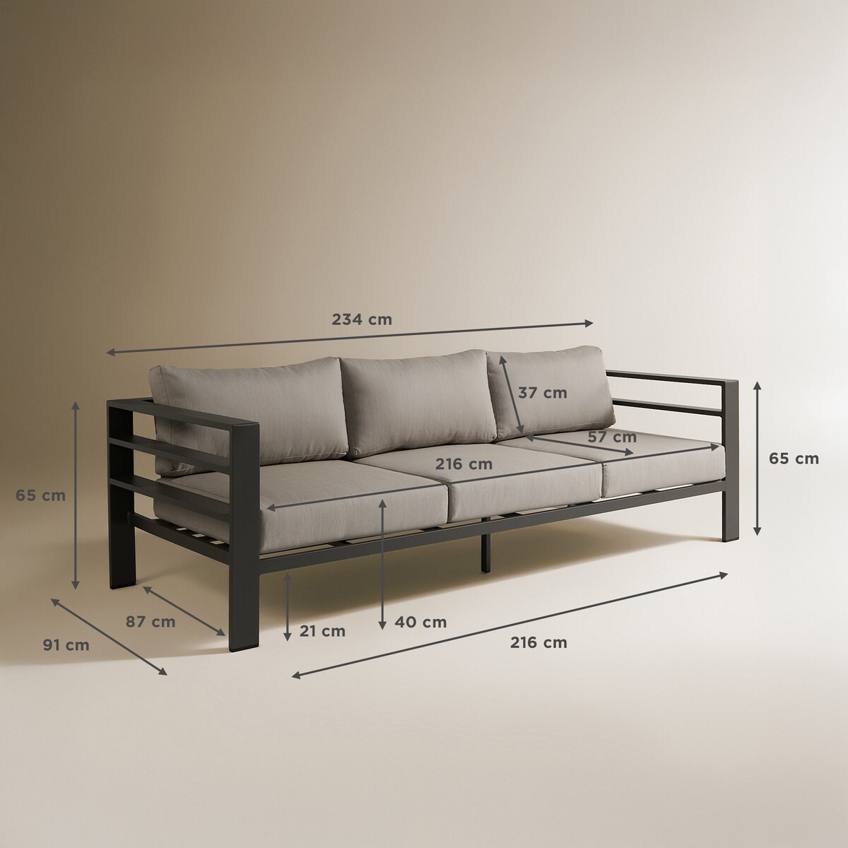 Sofá de jardim de 3 lugares Chicago El Corte Inglés Antracite-9