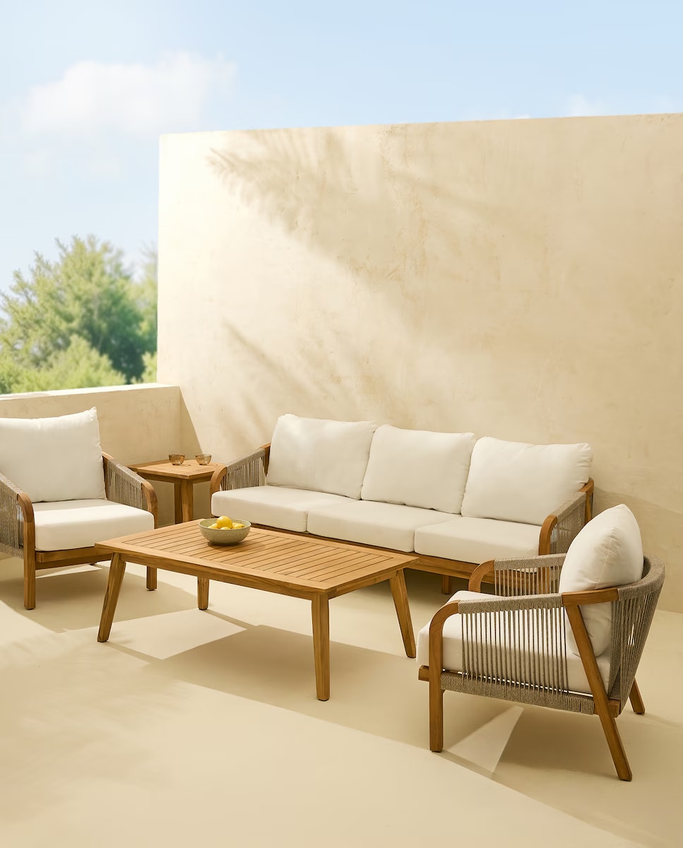 Mesa de Centro de Jardim de Teca Kansas Natural-7