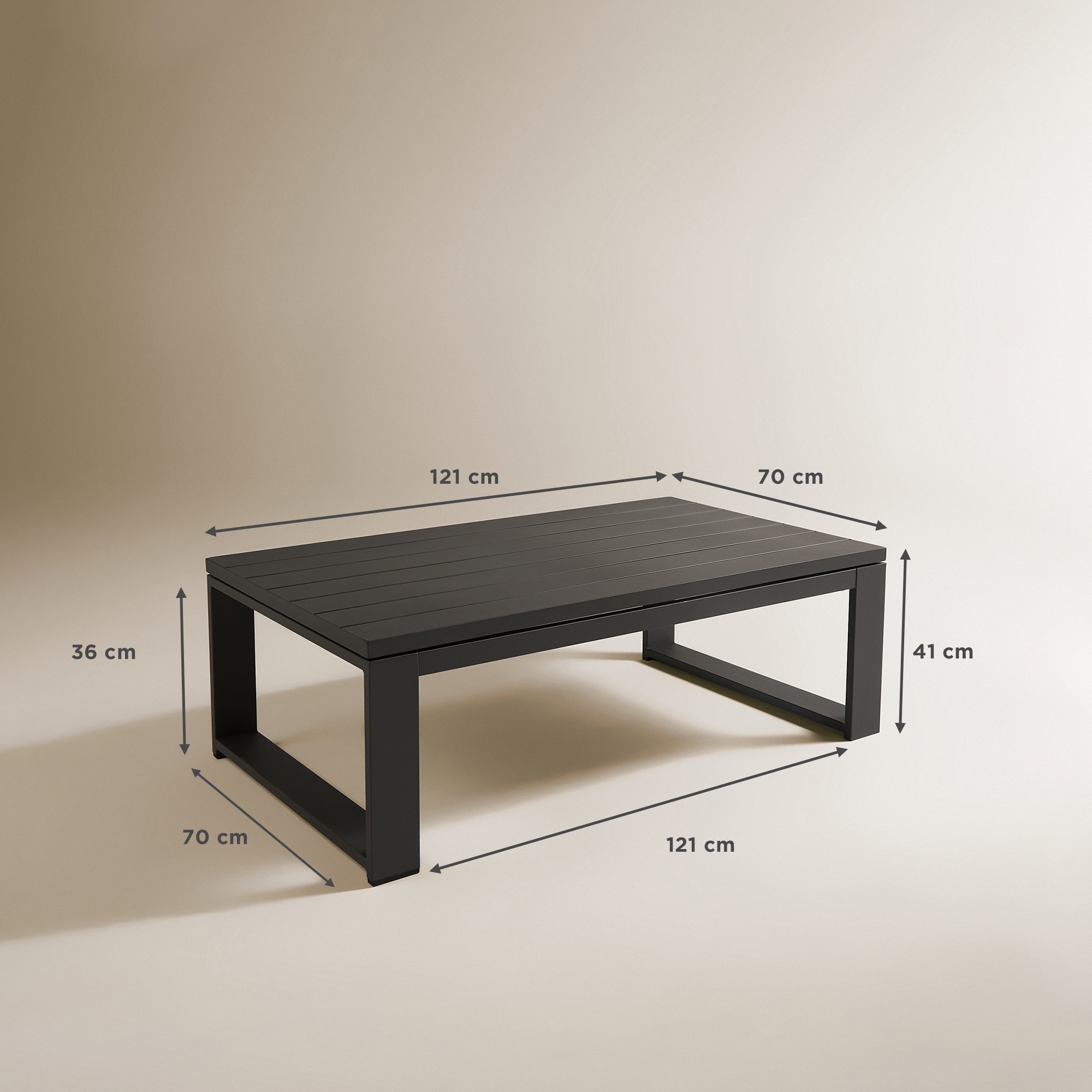 Mesa de Centro Elevável de Jardim de Alumínio Chicago Antracite-12