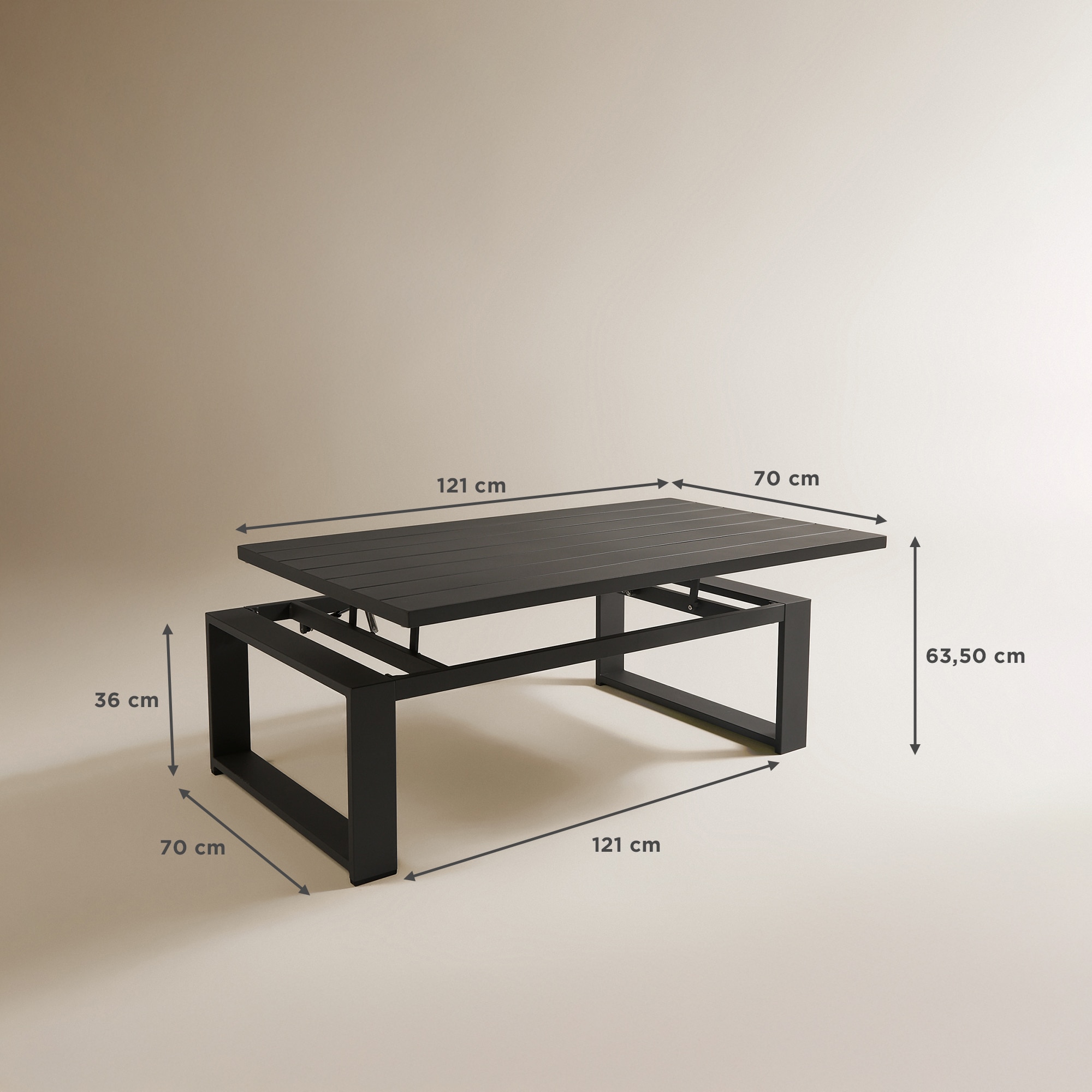 Mesa de Centro Elevável de Jardim de Alumínio Chicago Antracite-13