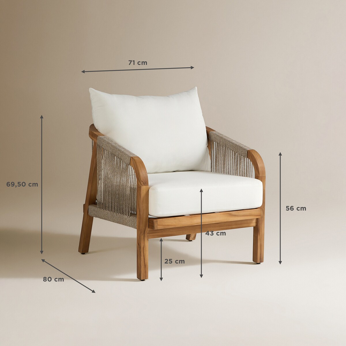 Cadeira de Jardim de Madeira de Teca Kansas Natural-8