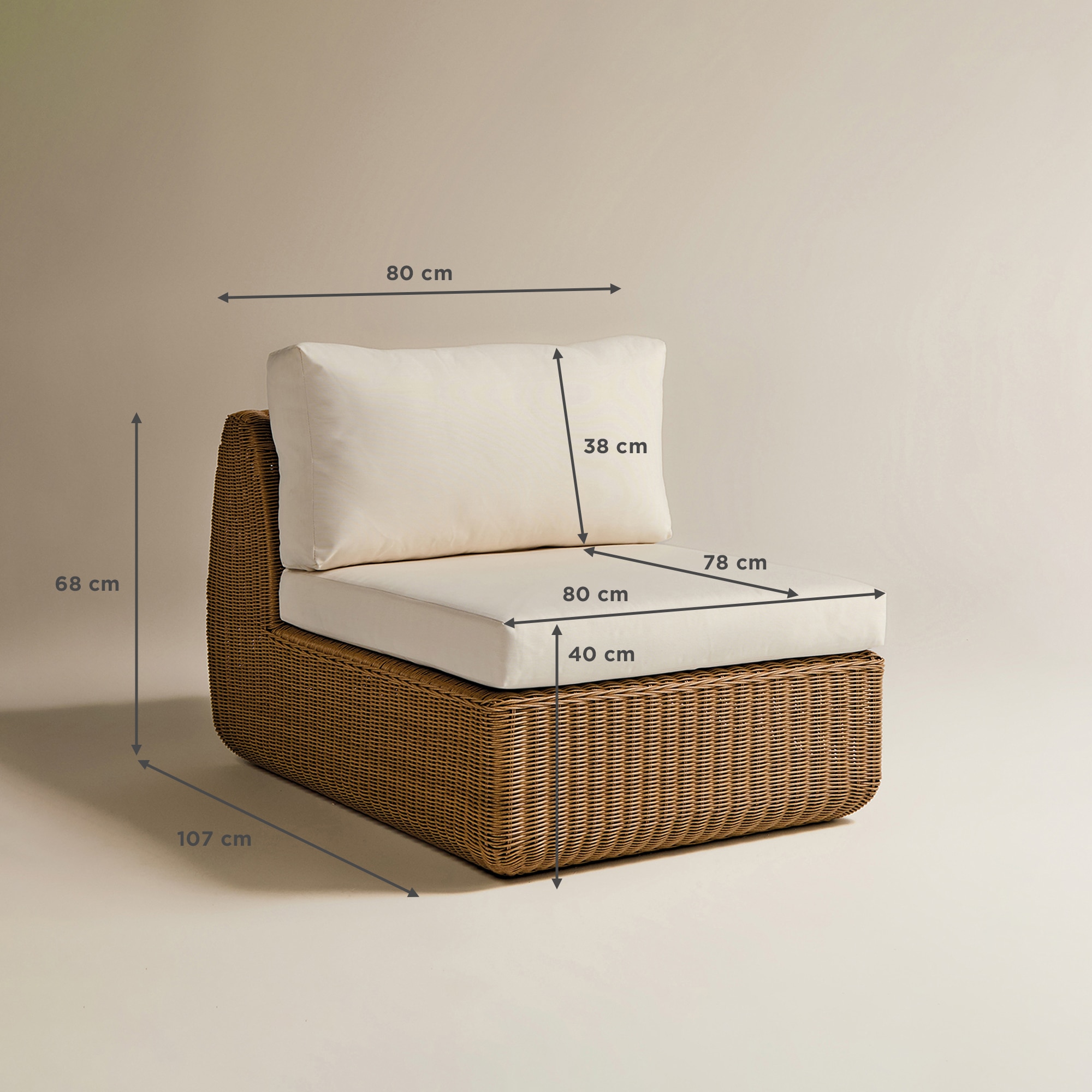 Módulo central para sofá de jardim Ibiza El Corte Inglés Natural-9