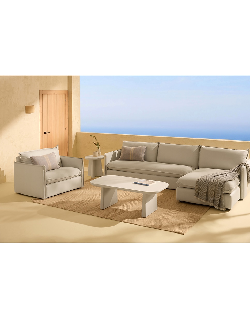 Módulo de Chaise Longe Direita com Tecido Impermeável para Sofá de Jardim Miami Branco-7