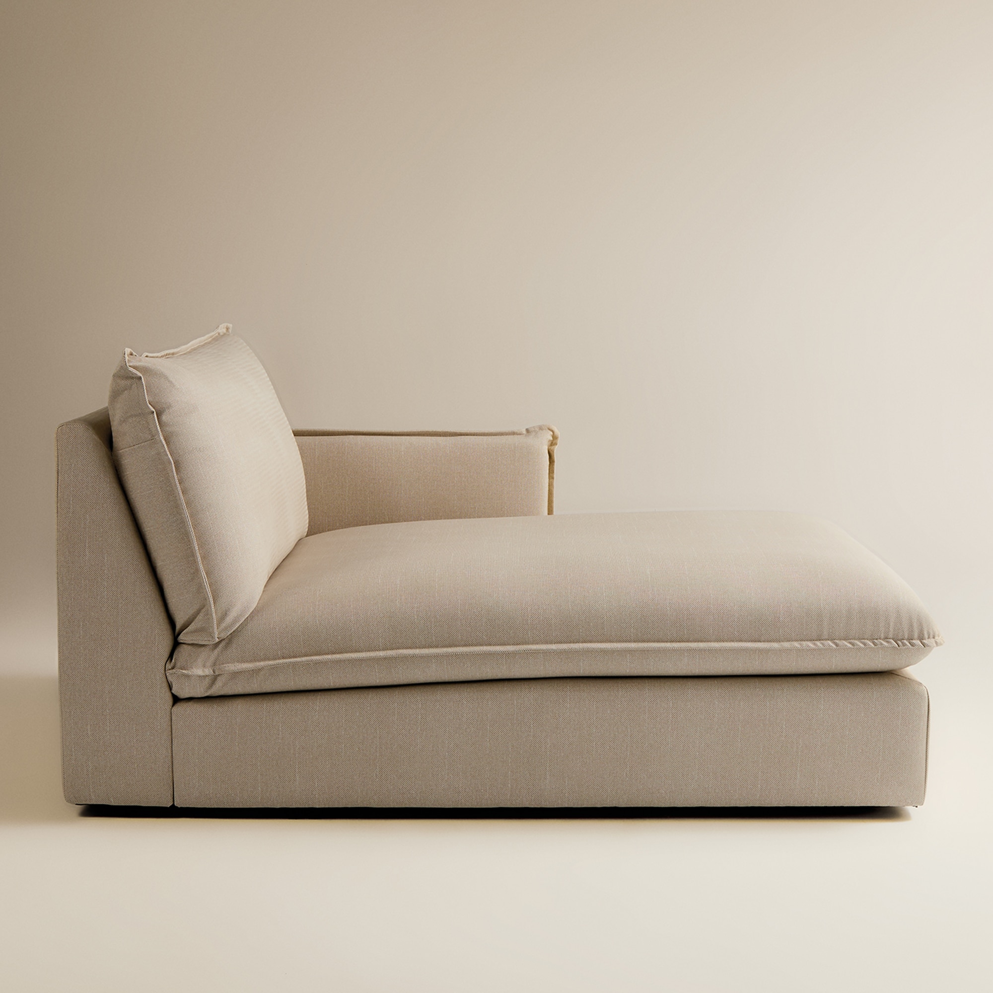 Módulo de Chaise Longe Direita com Tecido Impermeável para Sofá de Jardim Miami Bege-3