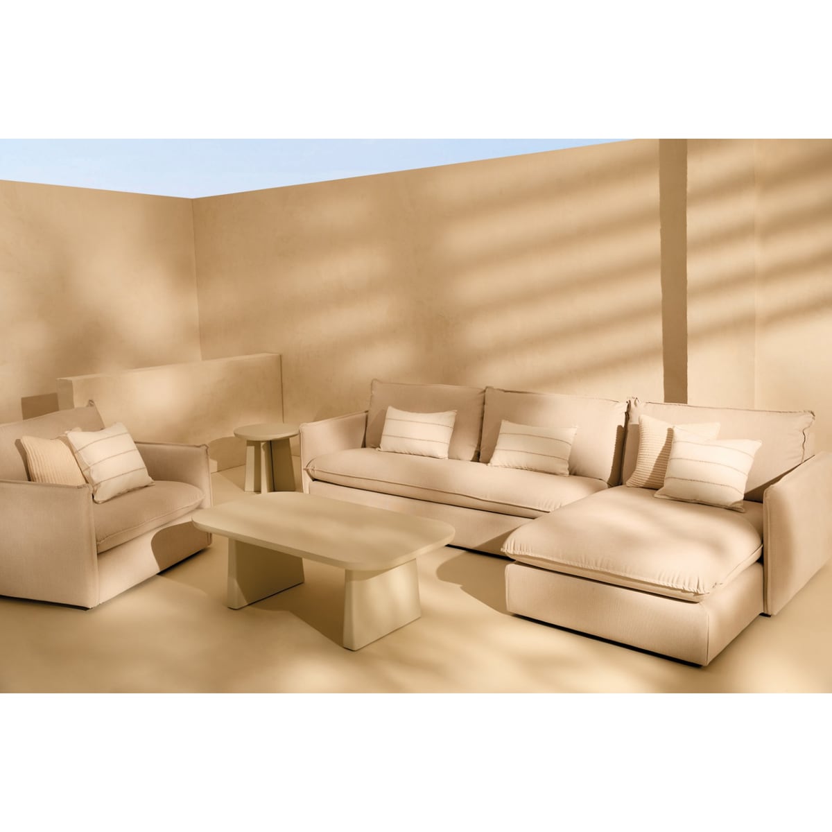 Módulo chaiselongue derecha con tejido impermeable para sofá de jardín Miami El Corte Inglés Beige-6