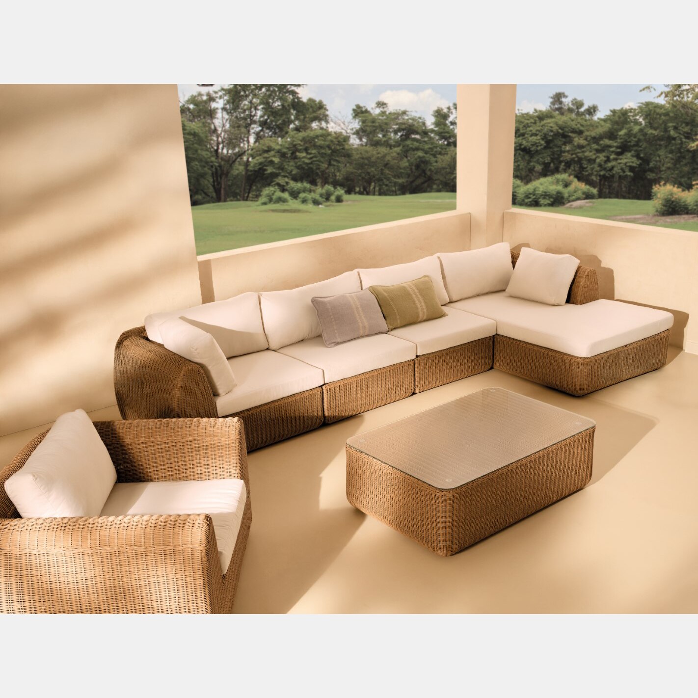 Módulo de Chaise-Longue Direita para Sofá de Jardim Ibiza Natural-8