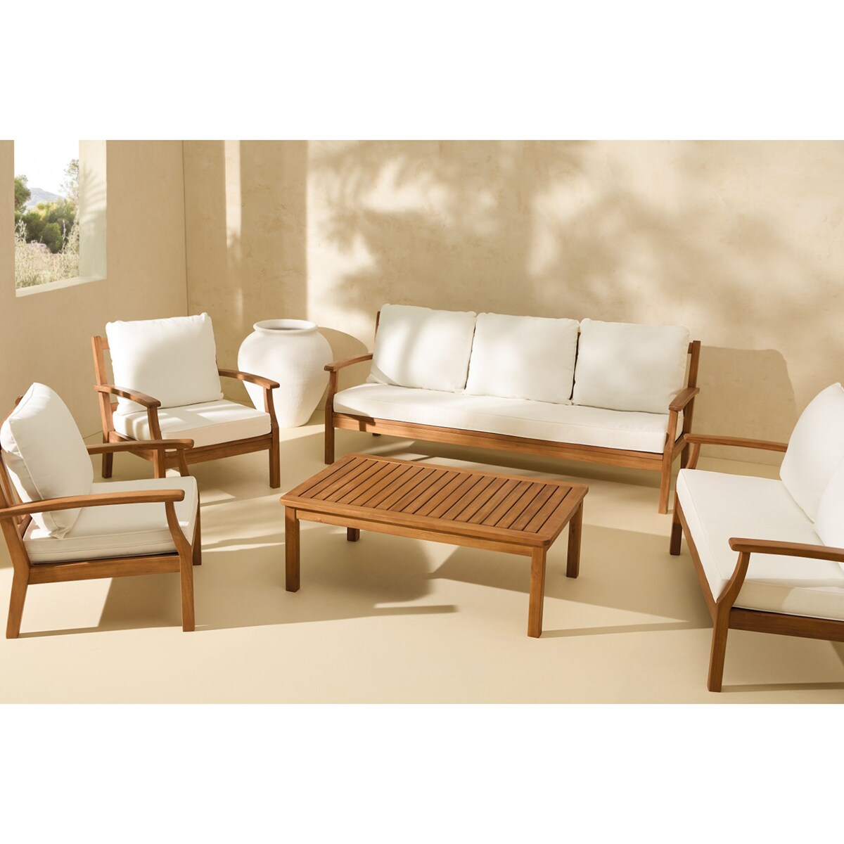 Mesa de centro de jardín de madera de acacia Baiona El Corte Inglés Natural-6