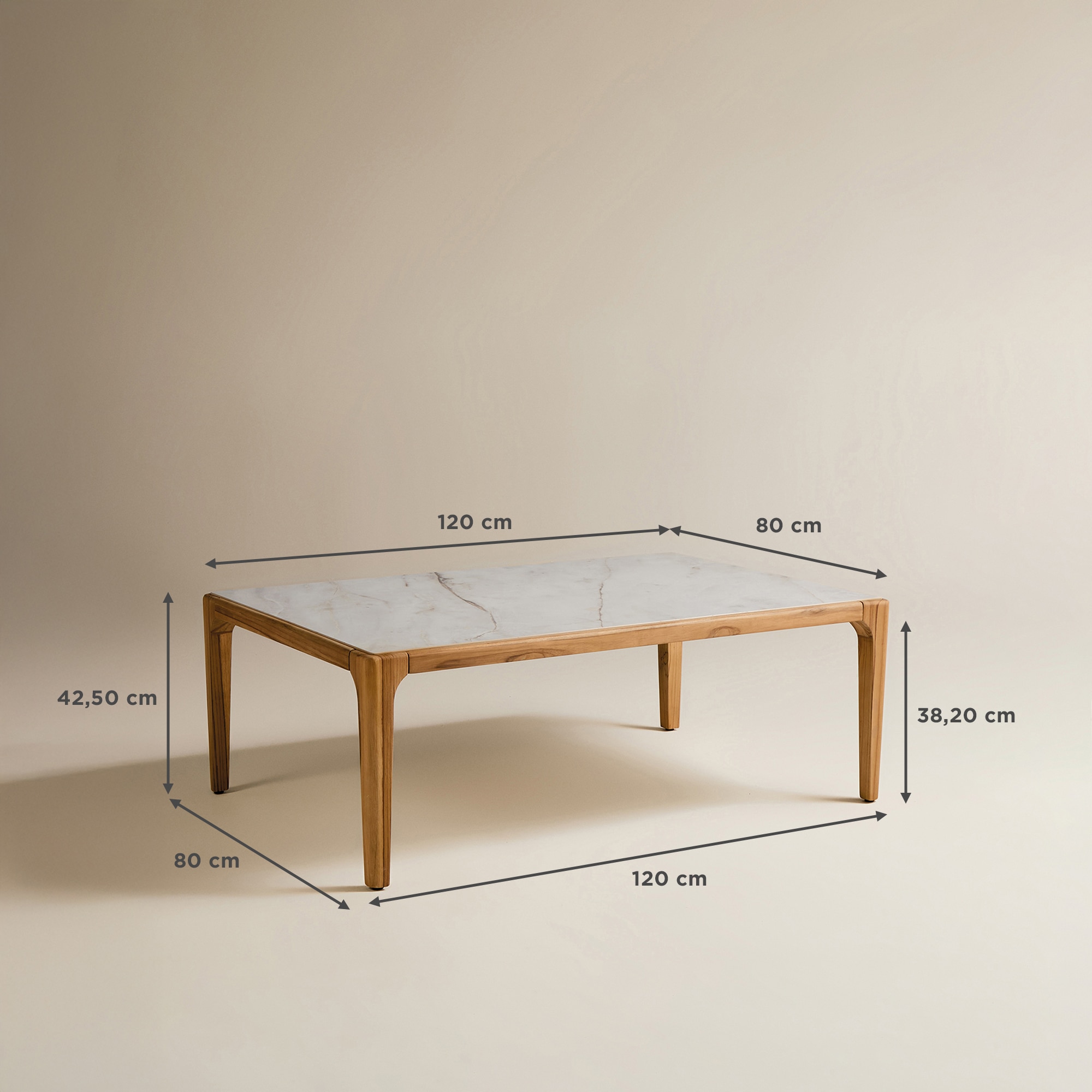 Mesa de Centro de Jardim de Teca Comporta Natural / Cinzento-8