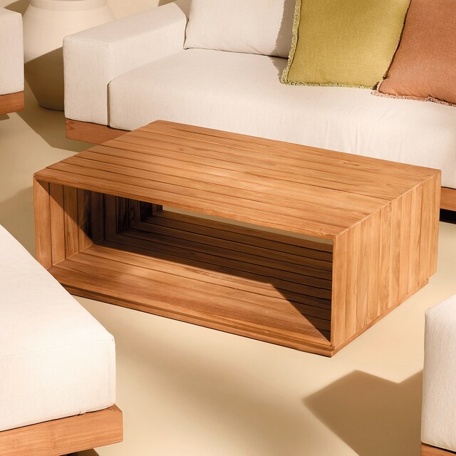 Mesa de centro de jardín de madera de teca con dos alturas Sidney El Corte Inglés