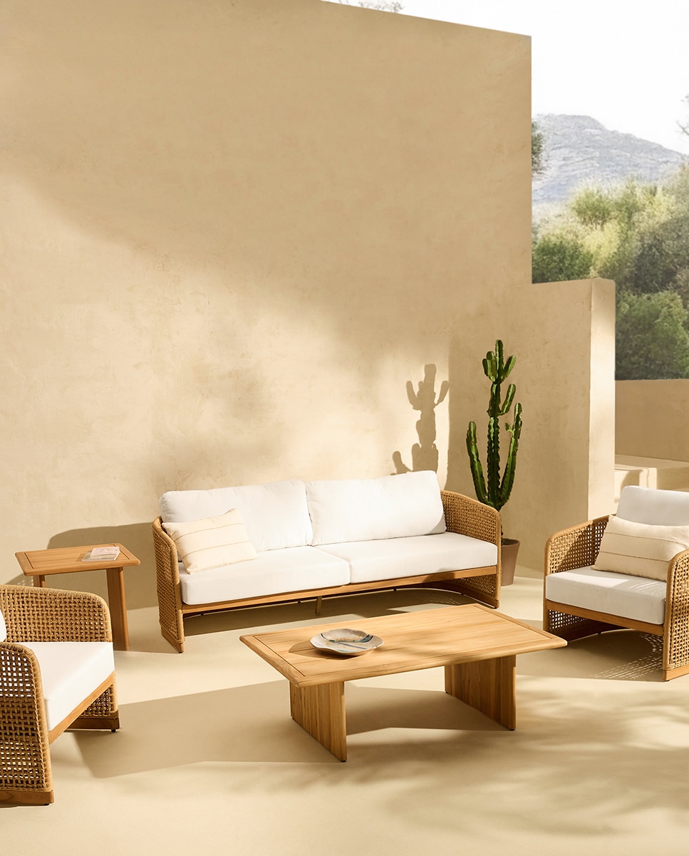 Mesa de Centro de Jardim de Madeira de Teca Málaga Natural-7