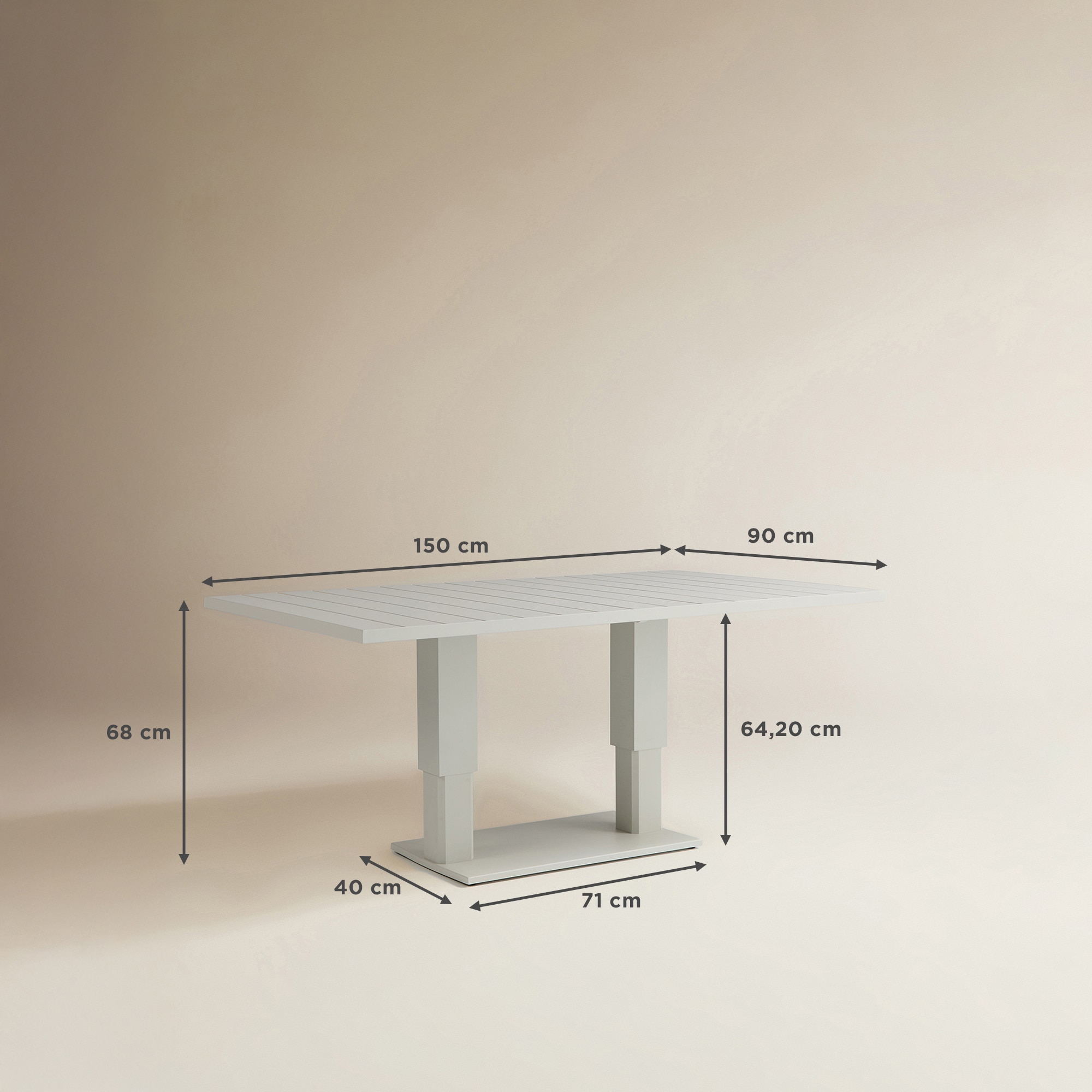 Mesa de Centro Elevável de Jardim Máximo Creme-7