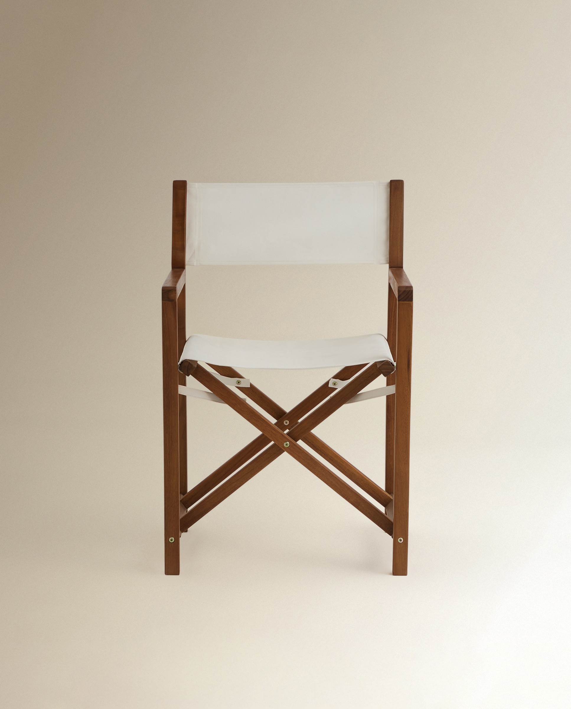 Sillón de jardín plegable de madera de acacia Baiona El Corte Inglés - Natural / Blanco Natural / Blanco-3