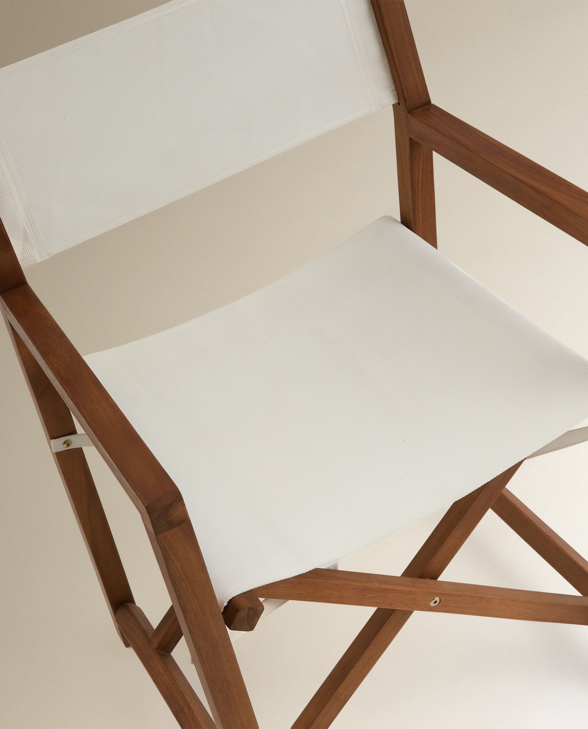 Sillón de jardín plegable de madera de acacia Baiona El Corte Inglés - Natural / Blanco Natural / Blanco-6