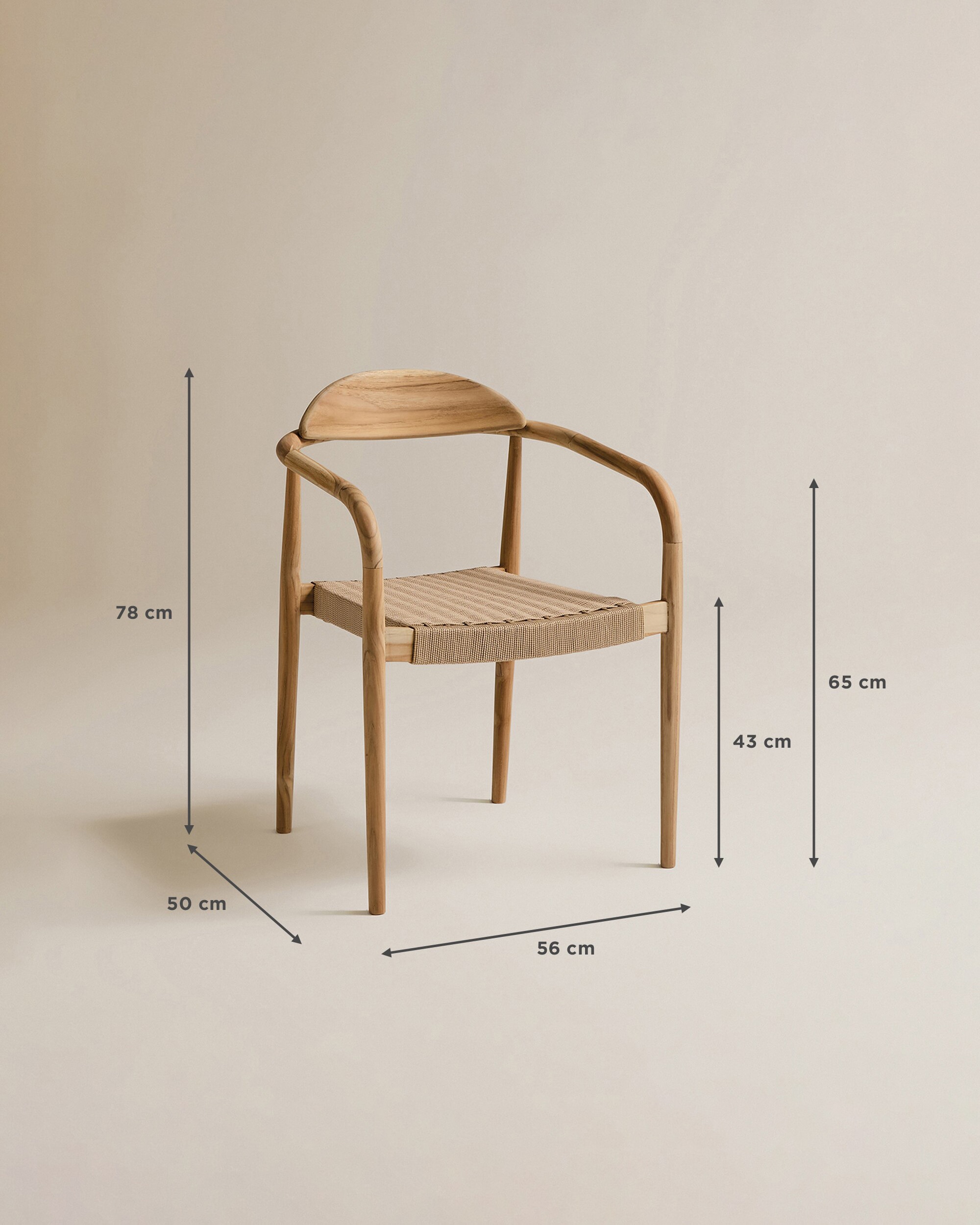 Sillón de jardín apilable de madera de teca Comporta - Natural Natural-10