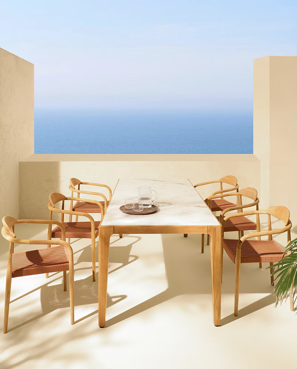 Sillón de jardín apilable de madera de teca Comporta - Caldera Caldera-10
