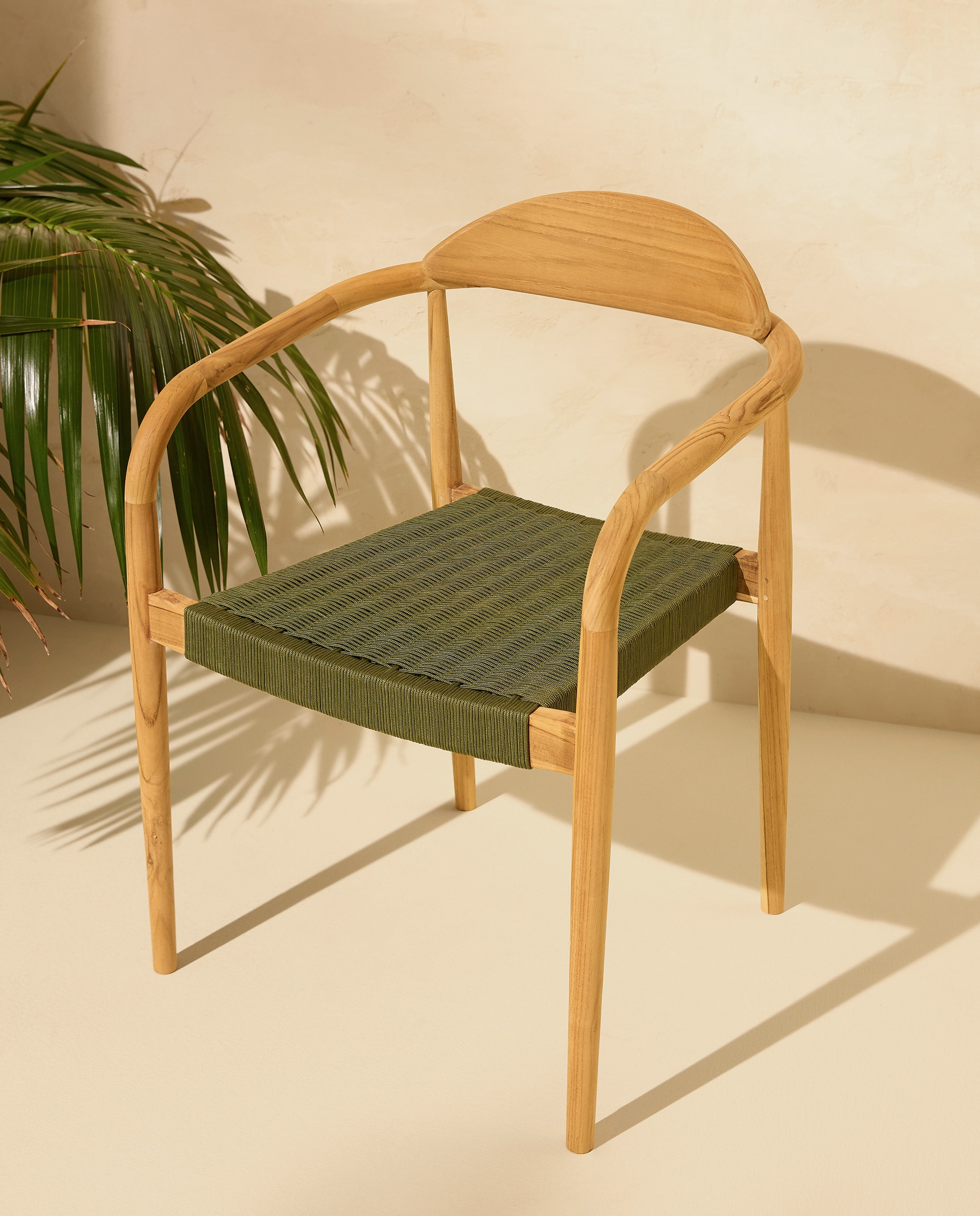 Sillón de jardín apilable de madera de teca Comporta - Verde Verde-1