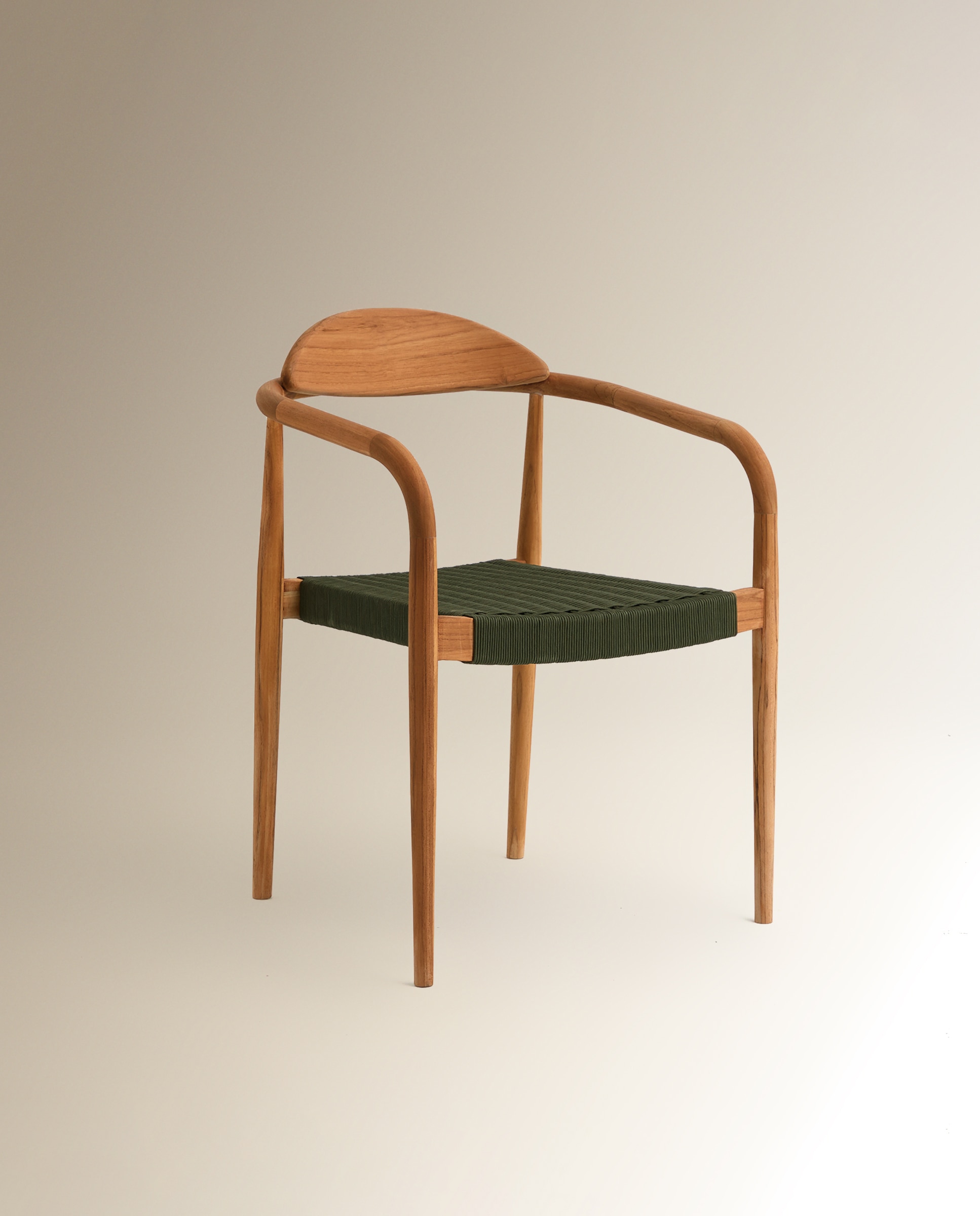 Sillón de jardín apilable de madera de teca Comporta - Verde Verde-3