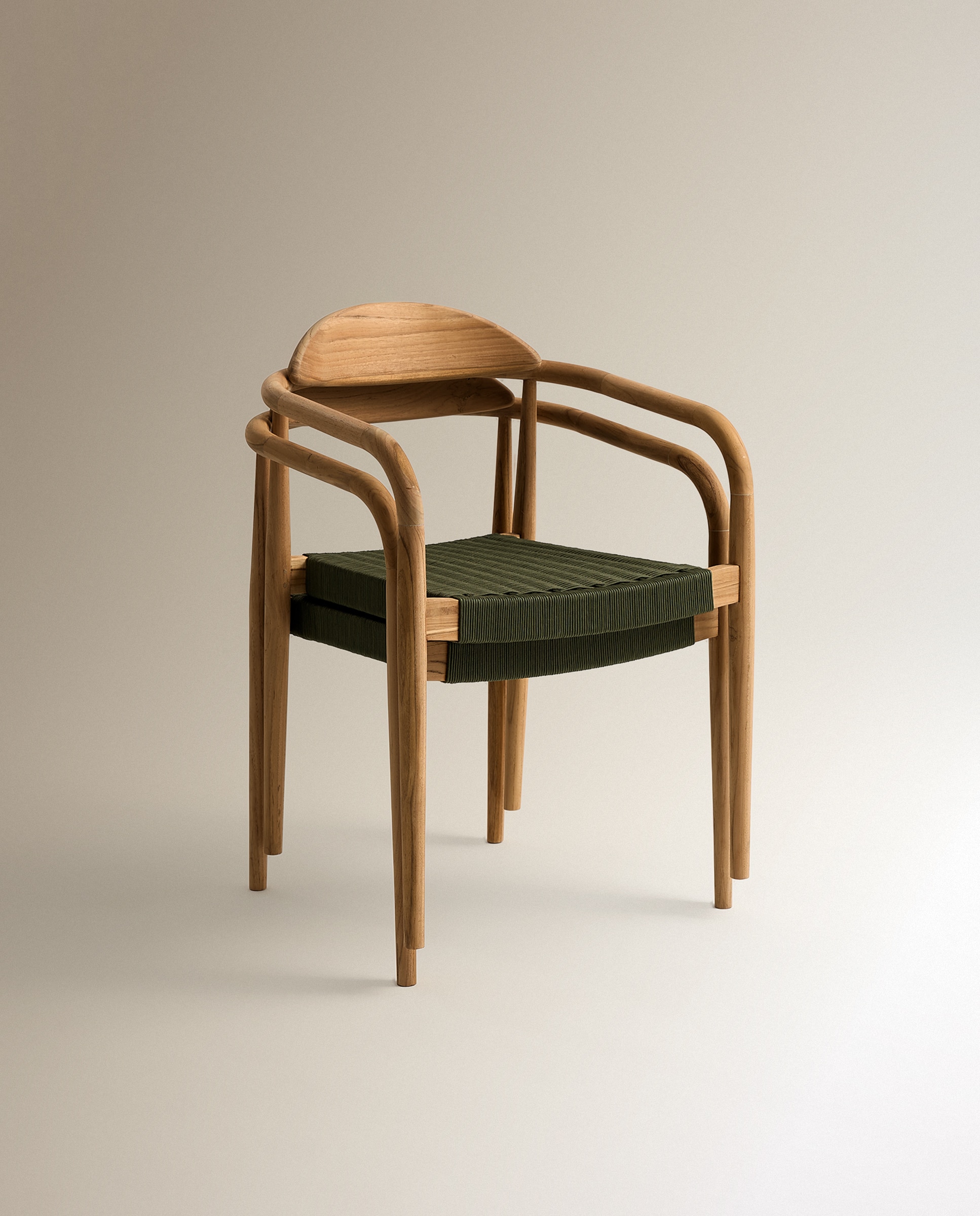 Sillón de jardín apilable de madera de teca Comporta - Verde Verde-8