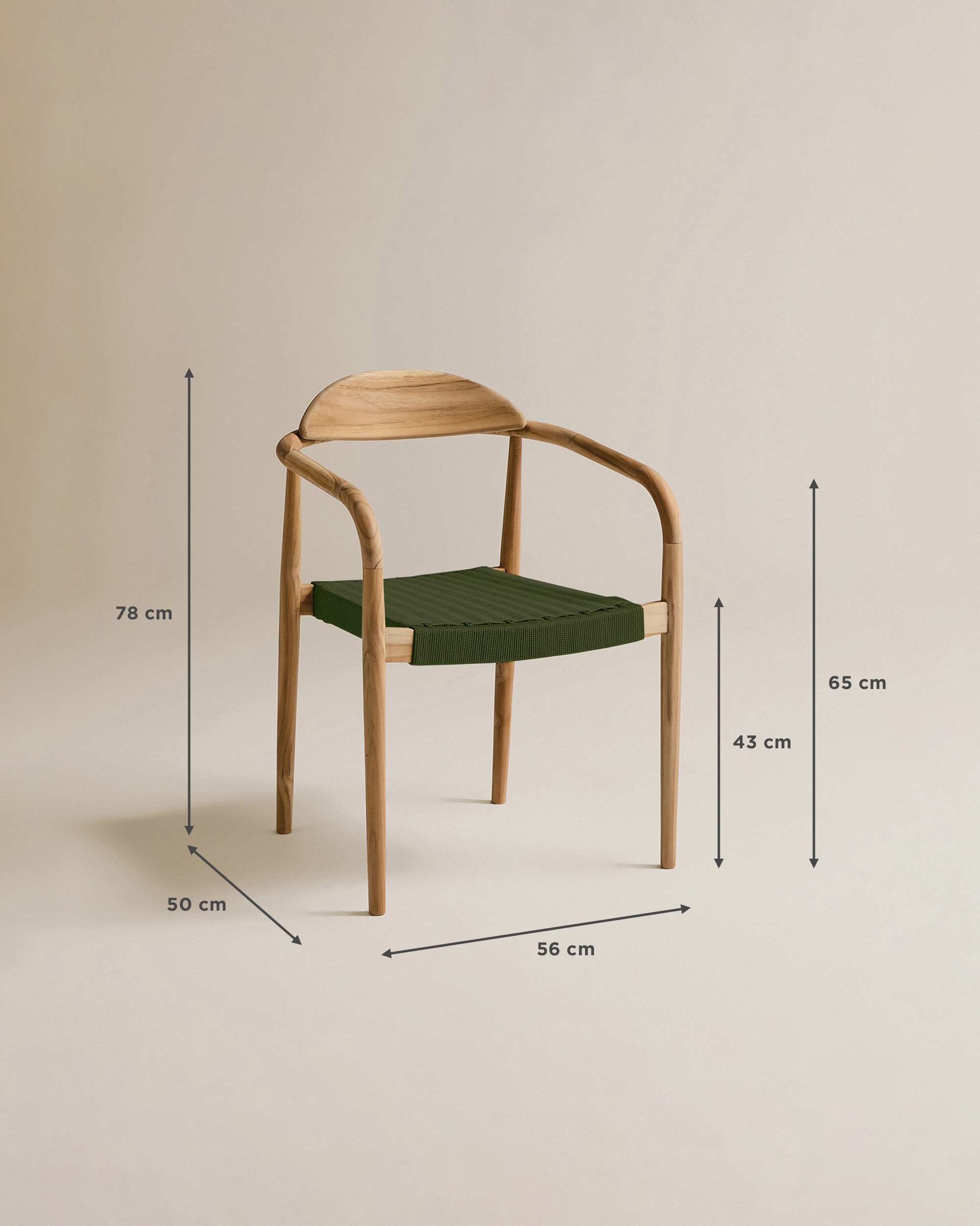 Sillón de jardín apilable de madera de teca Comporta - Verde Verde-11