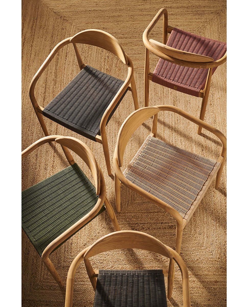 Sillón de jardín apilable de madera de teca Comporta - Verde Verde-12