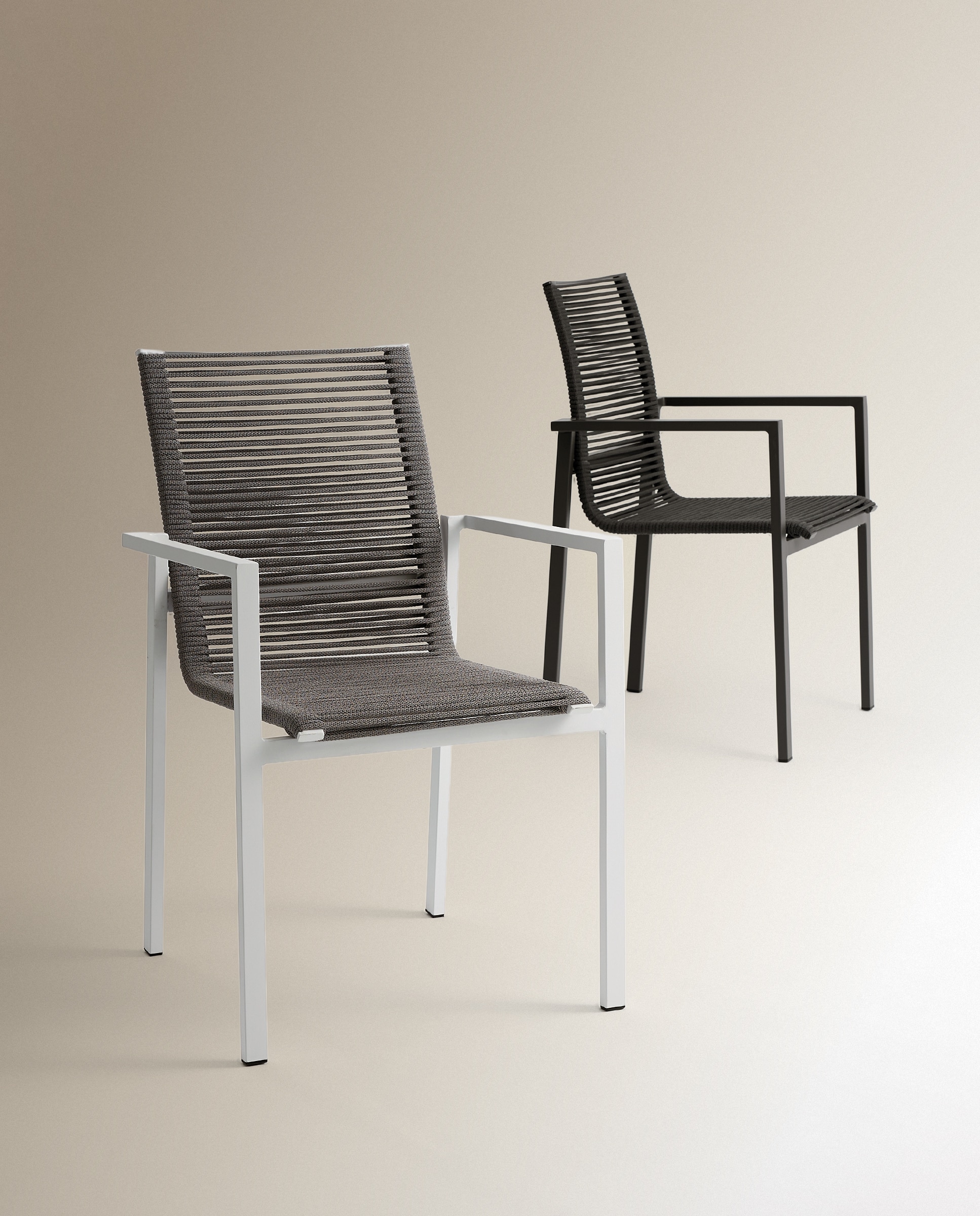 Sillón de jardín con multifibra apilable Chicago - Gris Gris-8