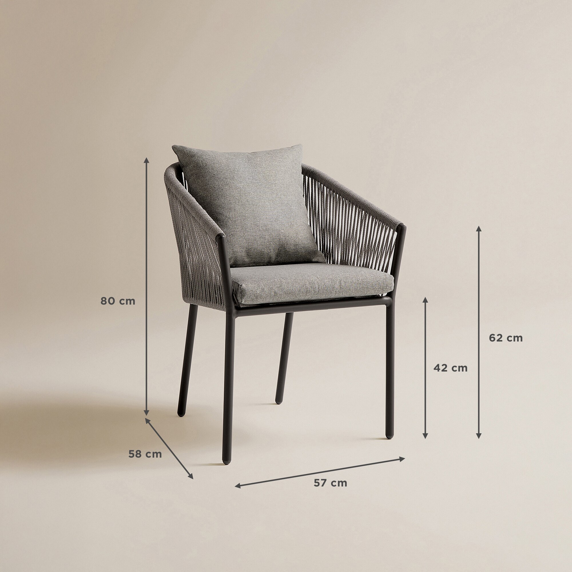 Sillón de jardín apilable Sonora El Corte Inglés - Gris Gris-10