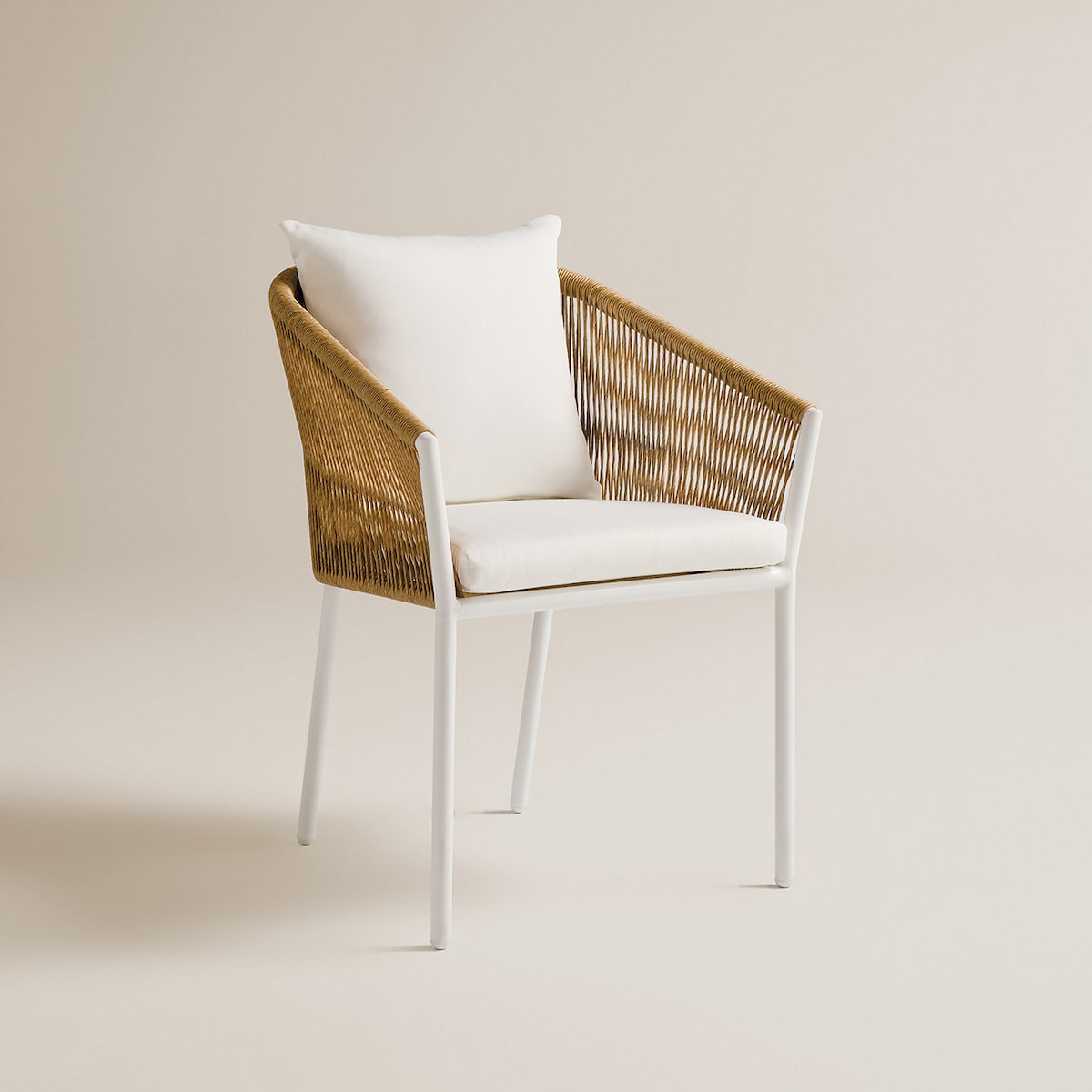 Cadeirão de Mesa de Refeições de Jardim Empilhável Sonora Branco / Natural-2