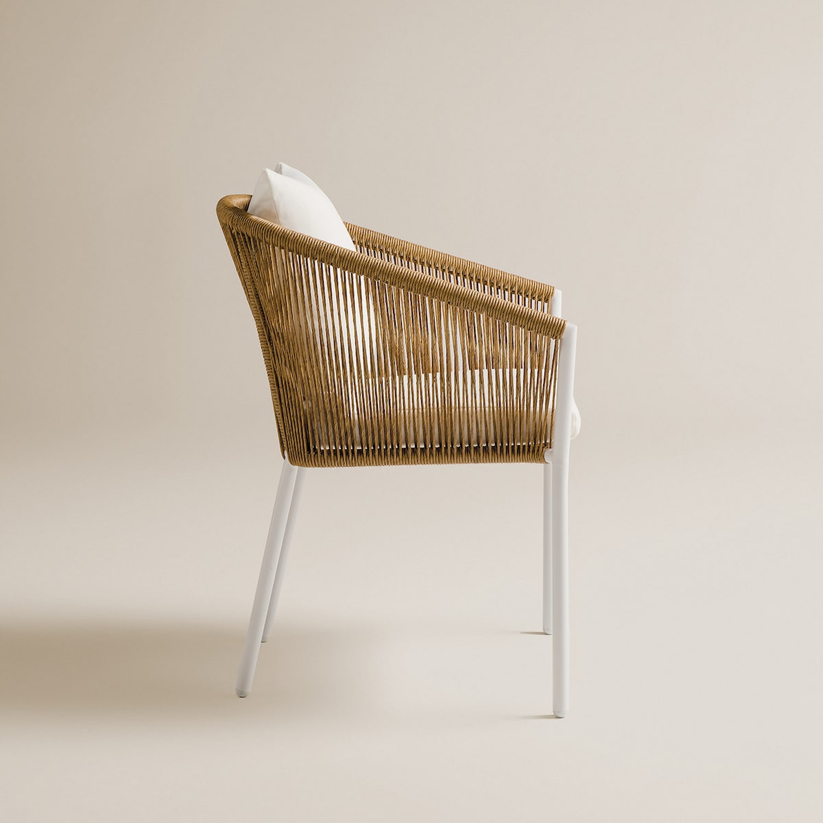 Cadeirão de Mesa de Refeições de Jardim Empilhável Sonora Branco / Natural-3