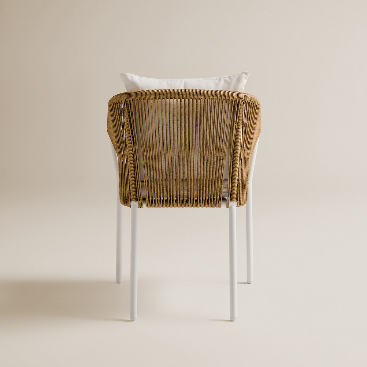 Cadeirão de Mesa de Refeições de Jardim Empilhável Sonora Branco / Natural-4