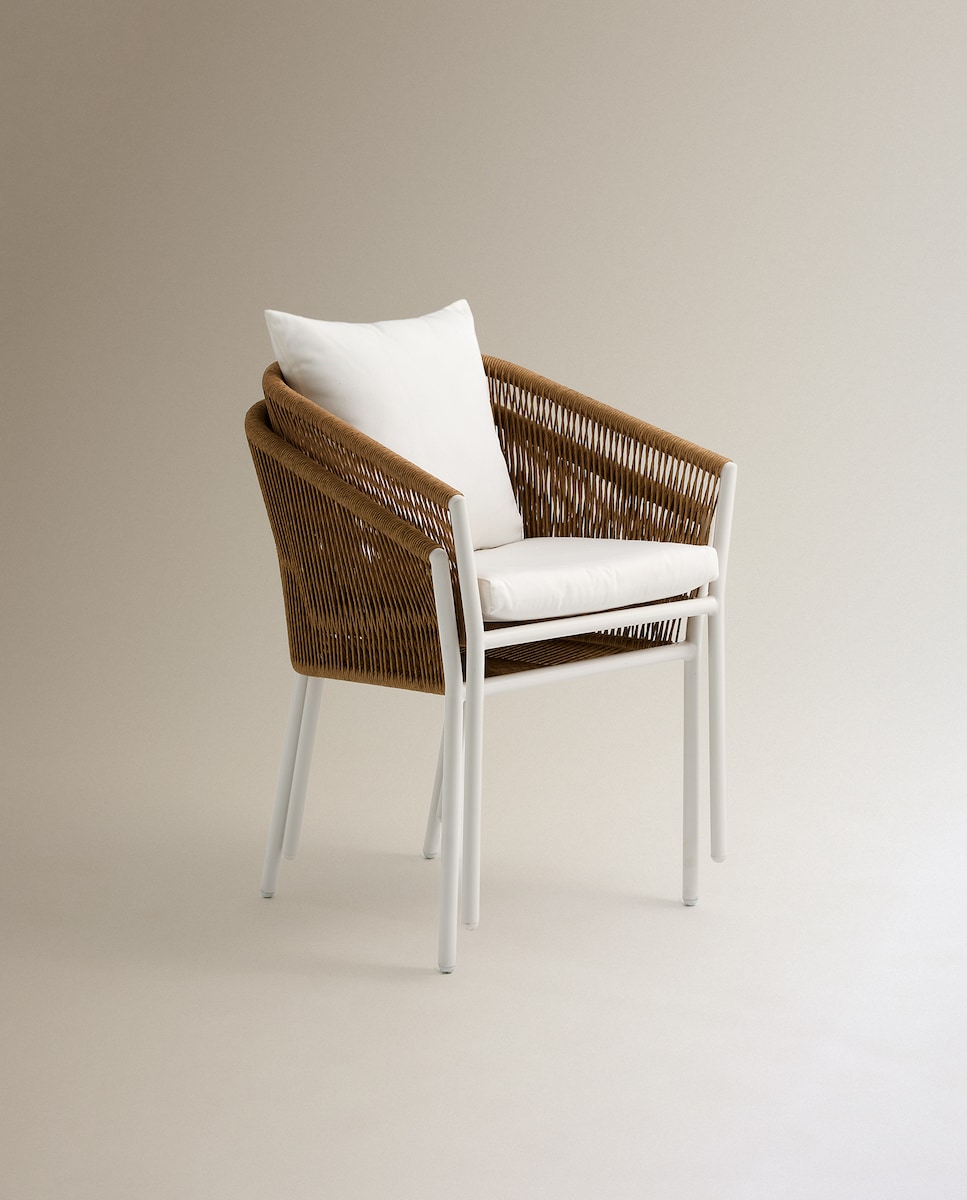 Cadeirão de Mesa de Refeições de Jardim Empilhável Sonora Branco / Natural-6