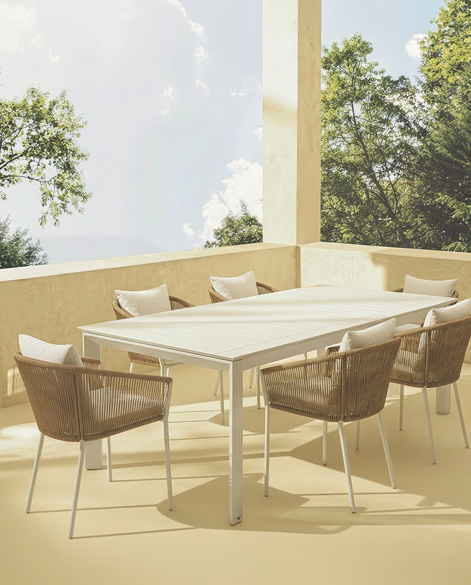 Sillón de jardín apilable Sonora El Corte Inglés - Marrón / Blanco Blanco / Natural-8