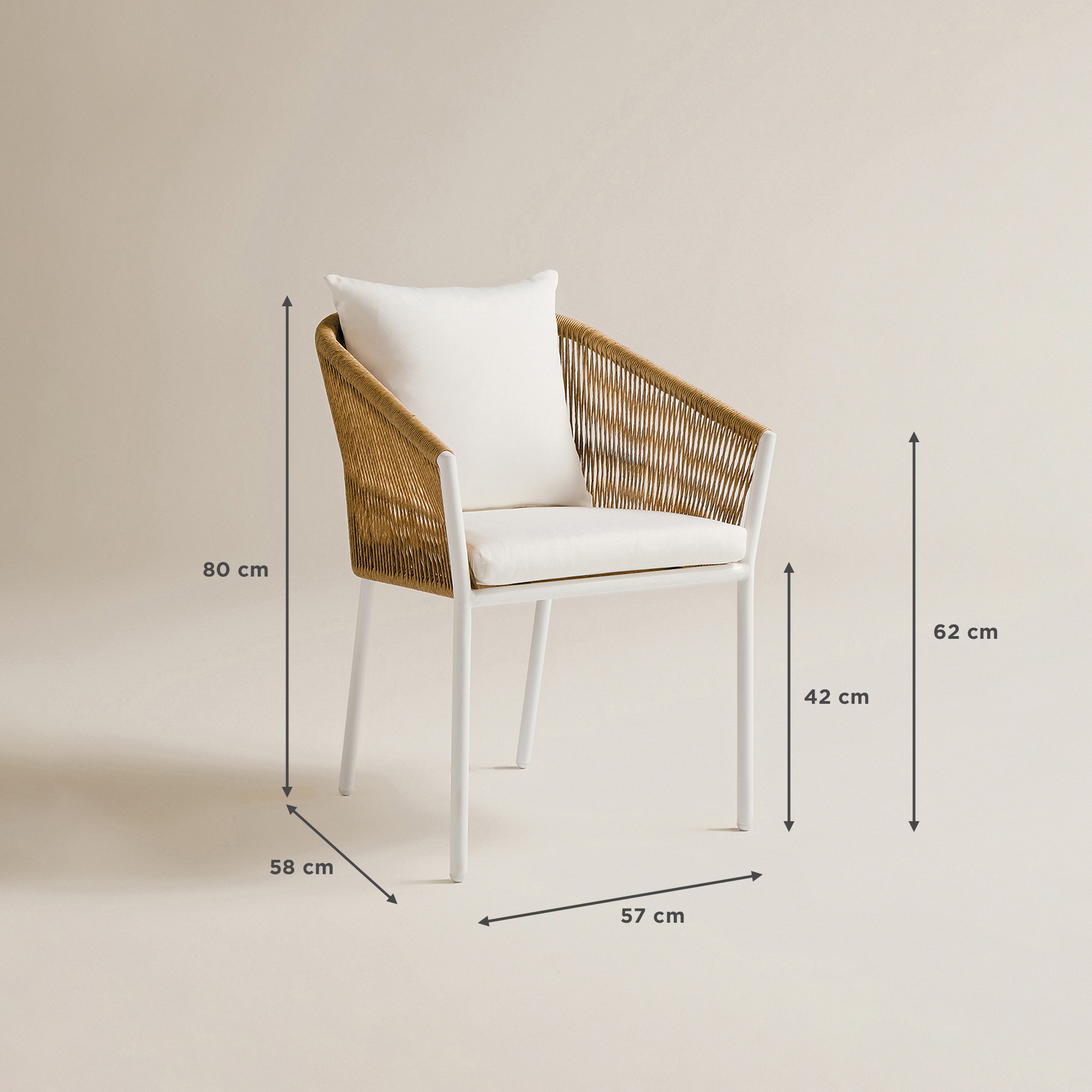Sillón de jardín apilable Sonora El Corte Inglés - Marrón / Blanco Blanco / Natural-10