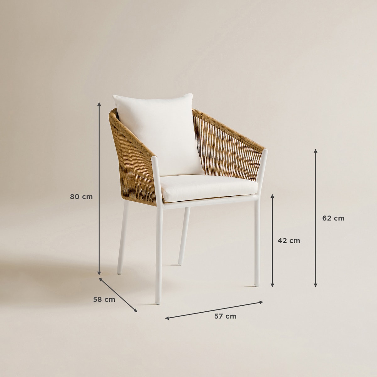 Cadeirão de Mesa de Refeições de Jardim Empilhável Sonora Branco / Natural-9
