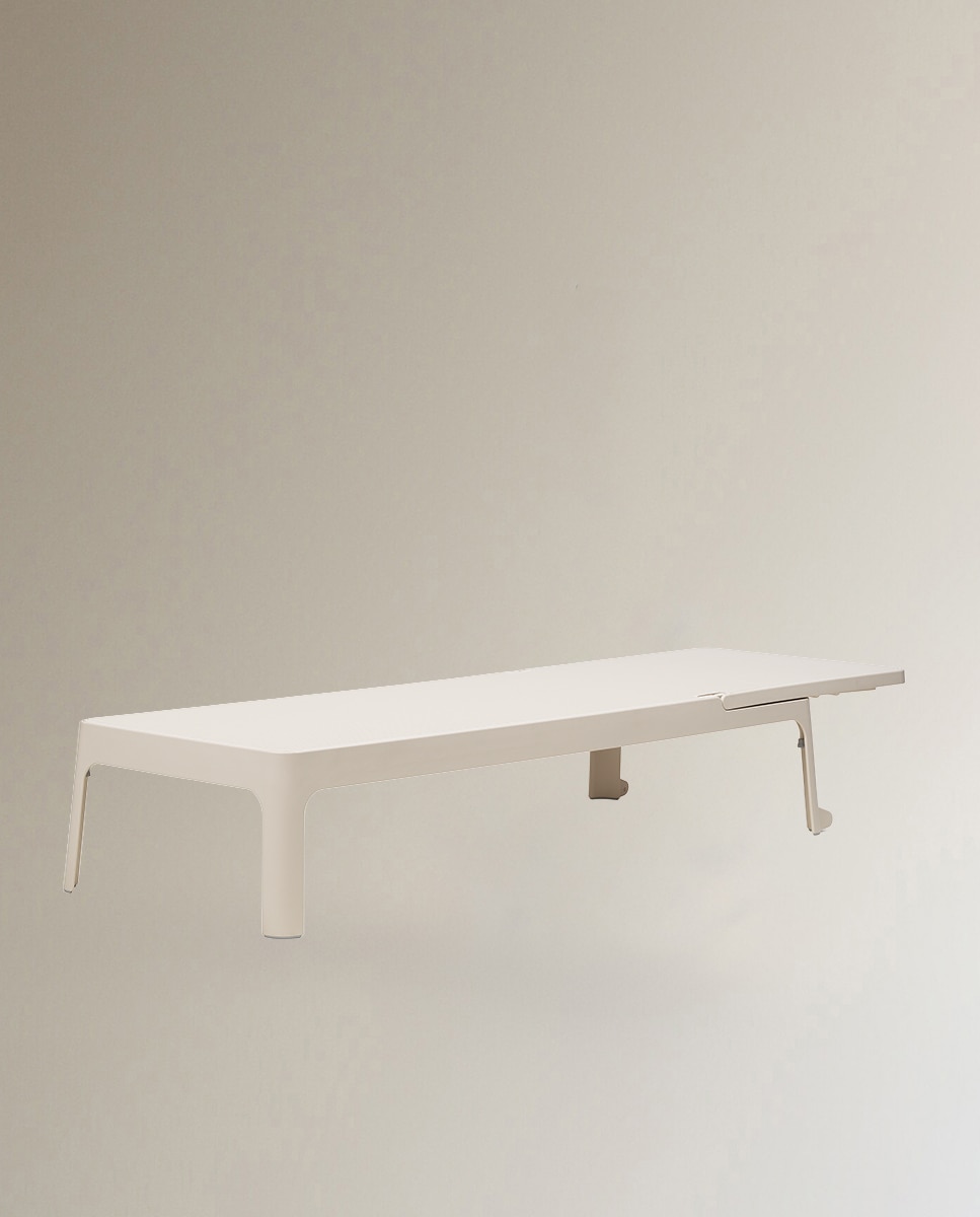 Espreguiçadeira de Resina Empilhável Plana - Creme Creme-2